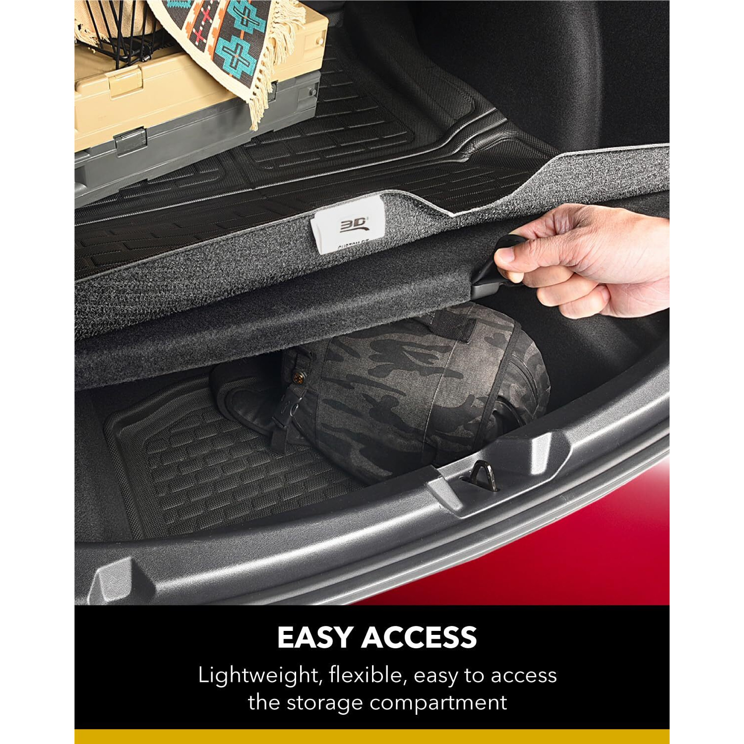 3D Maxpider Custom Fit Kagu Rear Lower Cargo Liner (Black) Compatible With Tesla Model Y 7-Seat 2021-2024 - Cargo Liner
