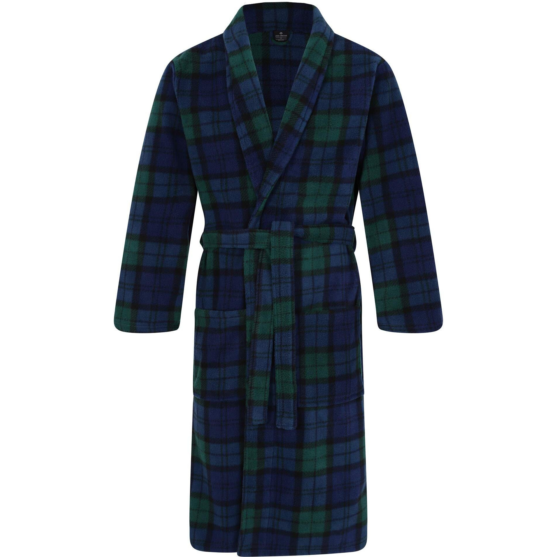 John Christian Men's Fleece Robe, Scottish Black Watch Tartan (L/Xl)