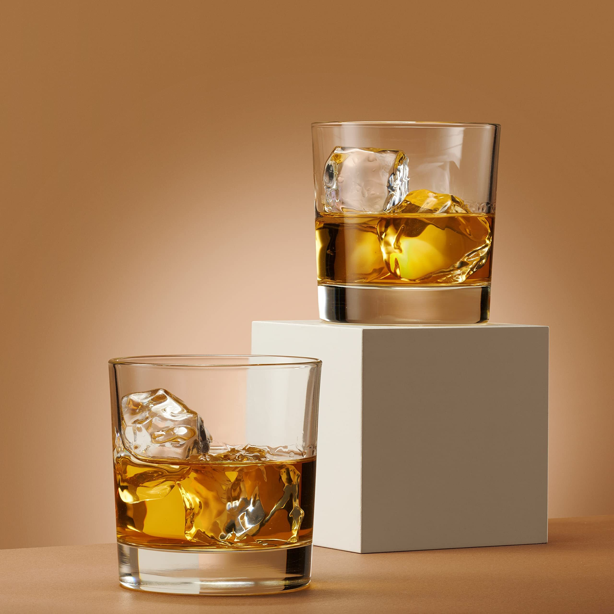 Godinger Old Fashioned Whiskey Glasses, Italian Made Drinking Glasses, Glass Cups, Whiskey Gifts - Set Of 4