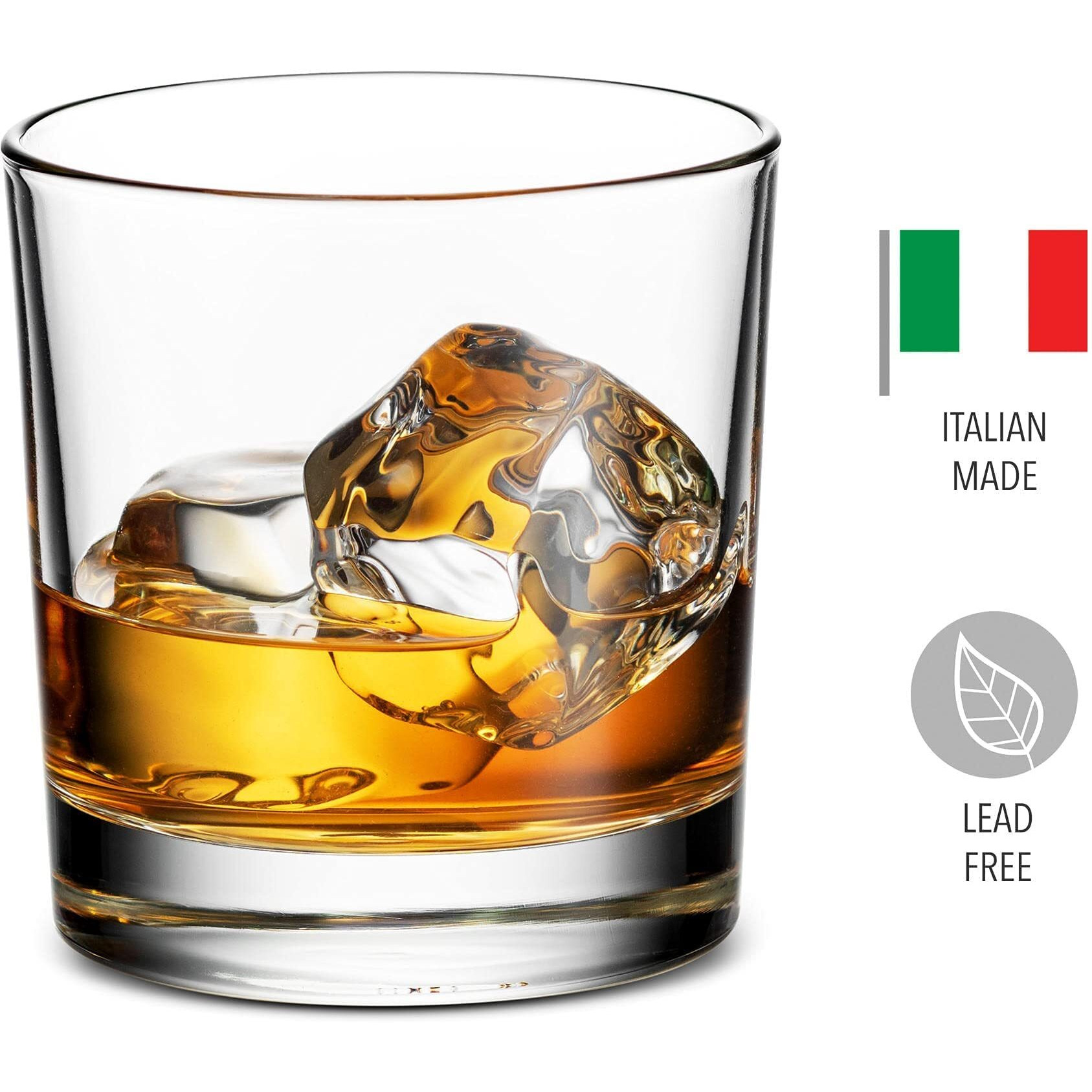 Godinger Old Fashioned Whiskey Glasses, Italian Made Drinking Glasses, Glass Cups, Whiskey Gifts - Set Of 4