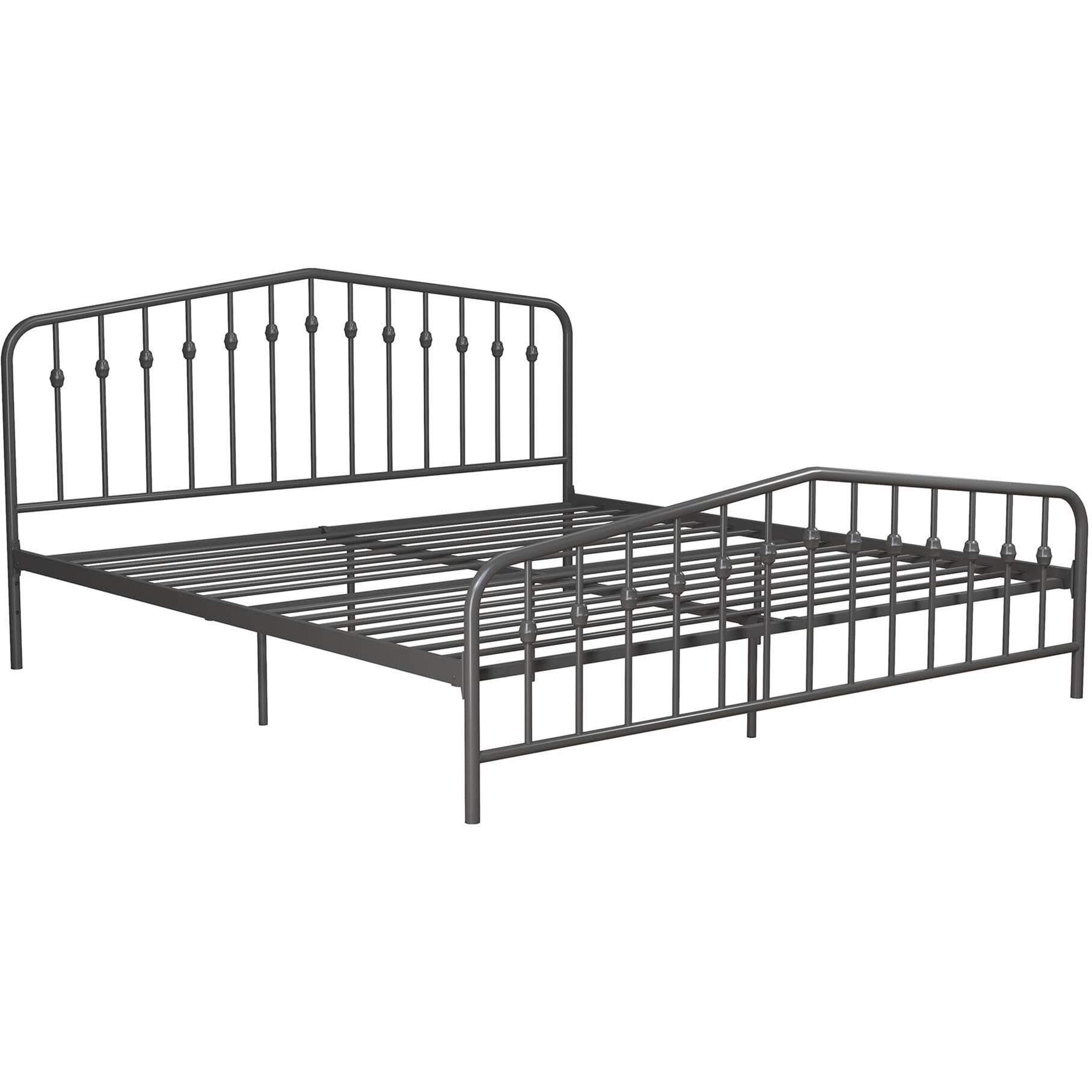 Novogratz Bushwick Metal Platform Bed Frame With Headboard, King, Gunmetal Grey