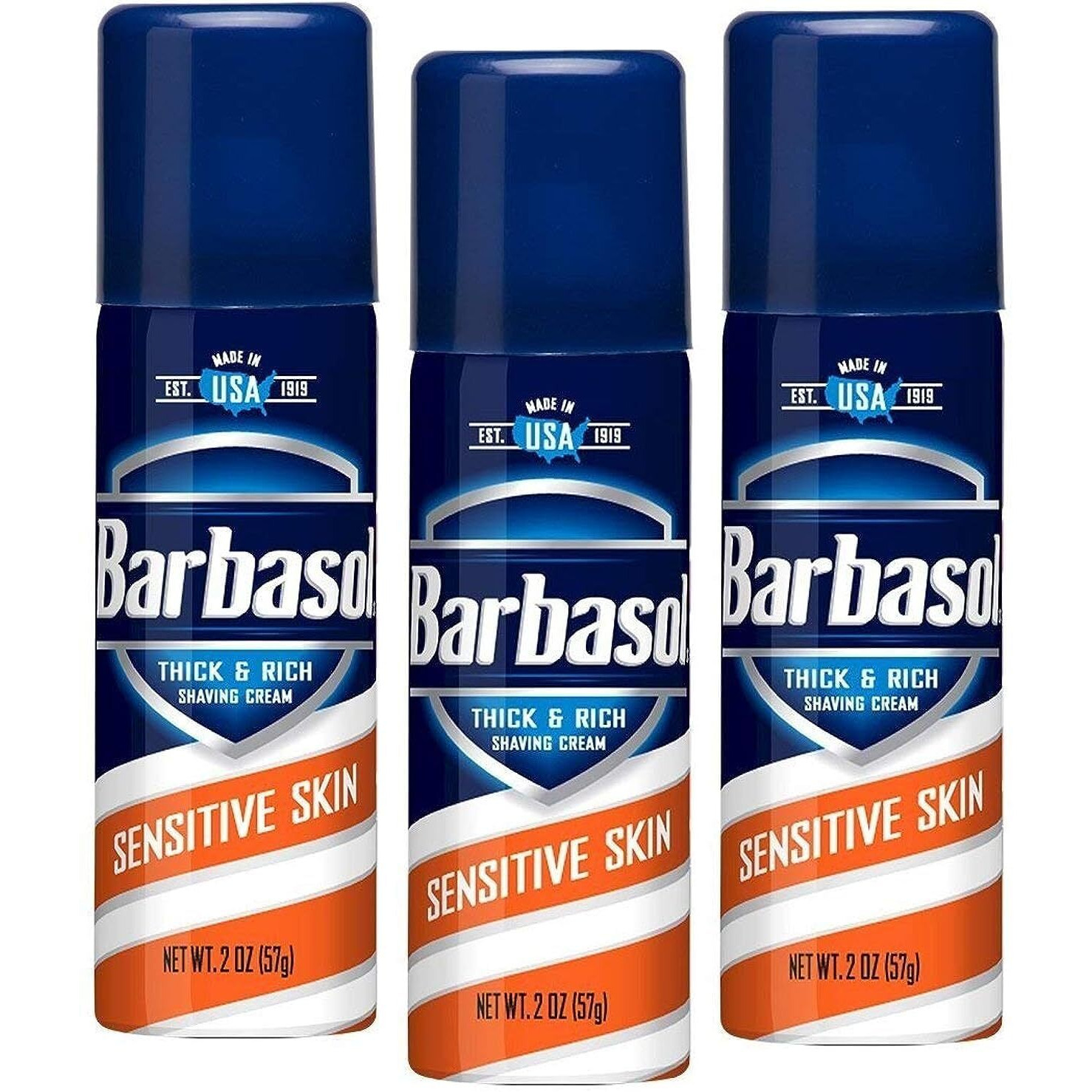 Barbasol Shave Cream Sensitive Skin Travel Size 2 Oz (Pack Of 3)