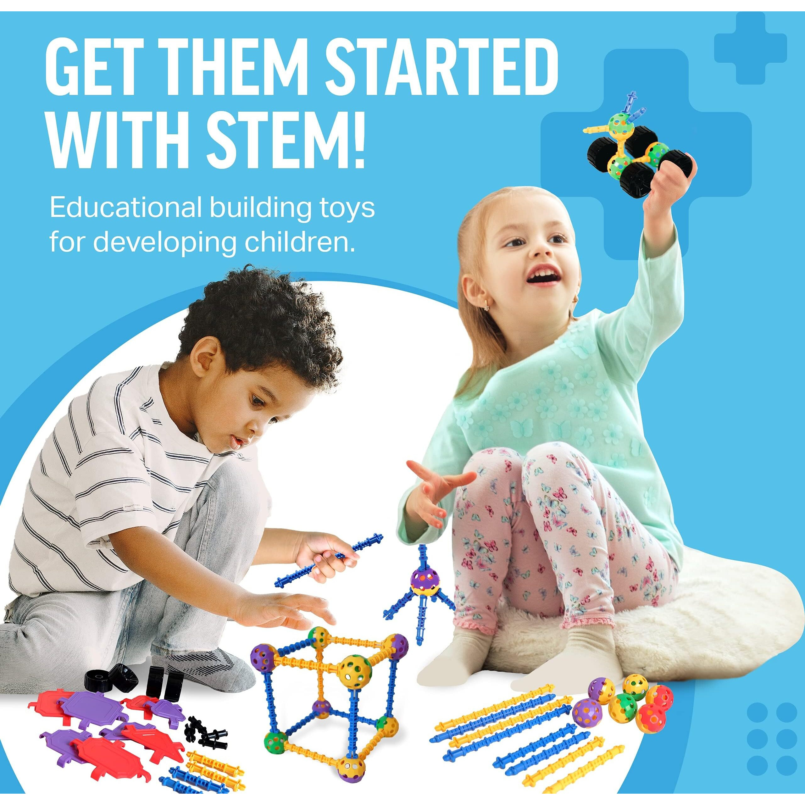 Stem Master - Educational Building Blocks Kit, 176 Pieces, Ages 4-8, Easter Basket Stuffers Gifts For Kids