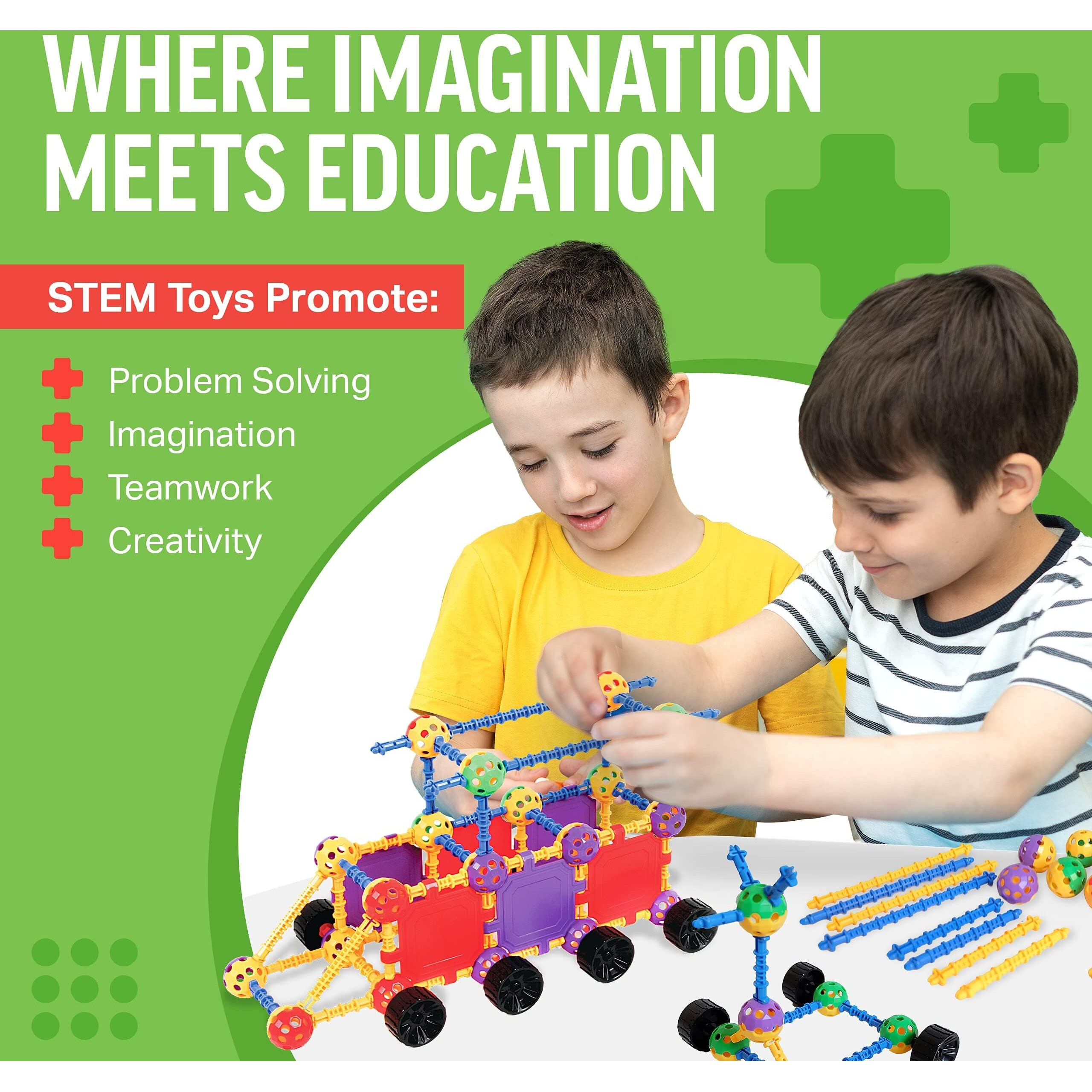 Stem Master - Educational Building Blocks Kit, 176 Pieces, Ages 4-8, Easter Basket Stuffers Gifts For Kids
