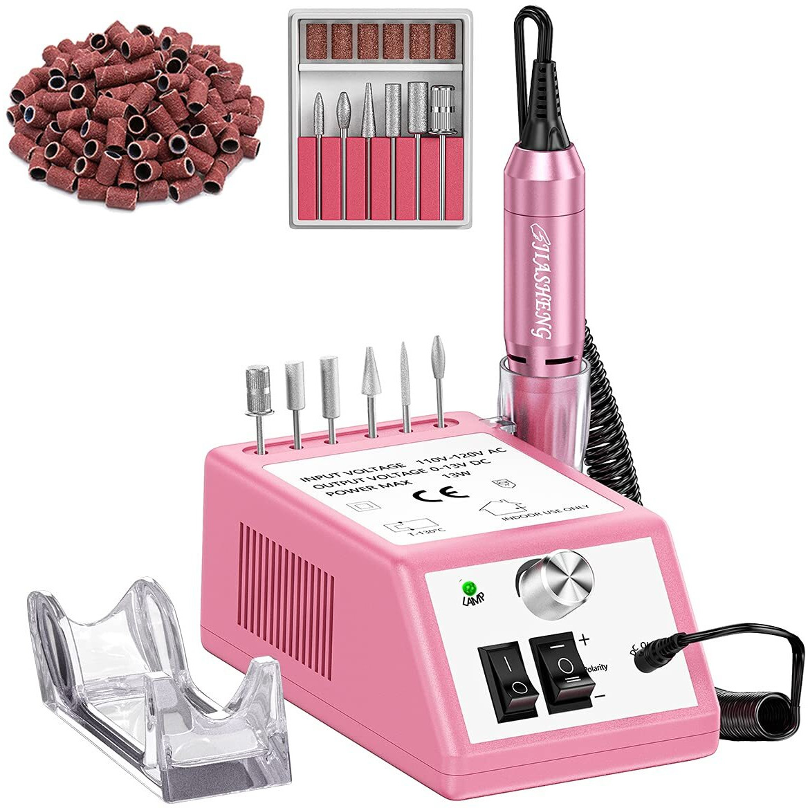 20000Rpm Electric Nail Drill Professional Nail File Drill Acrylic Nails Kit For Manicure Gel Nail Polish Remover With 1 Pack Of Sanding Bands(Pink)
