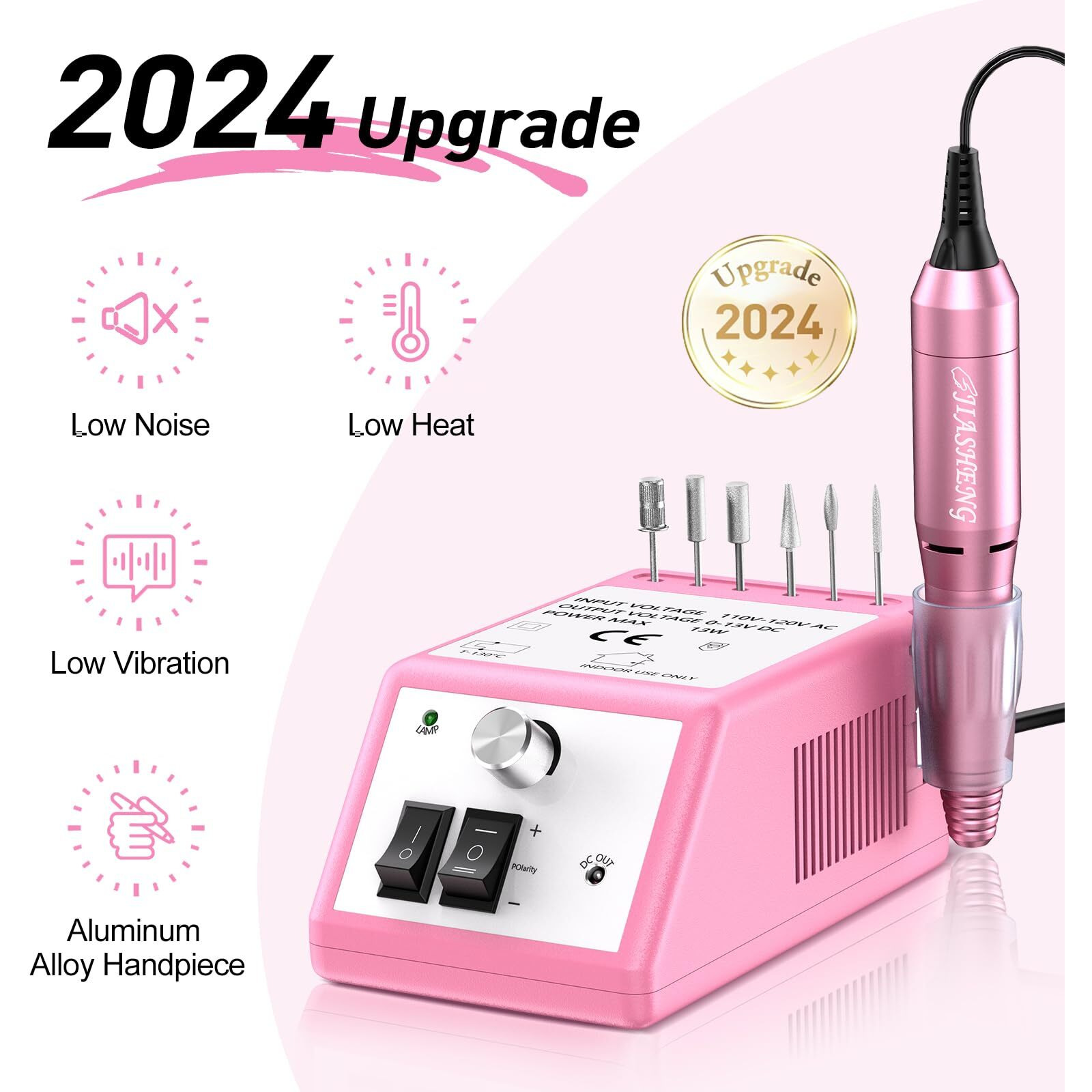 20000Rpm Electric Nail Drill Professional Nail File Drill Acrylic Nails Kit For Manicure Gel Nail Polish Remover With 1 Pack Of Sanding Bands(Pink)
