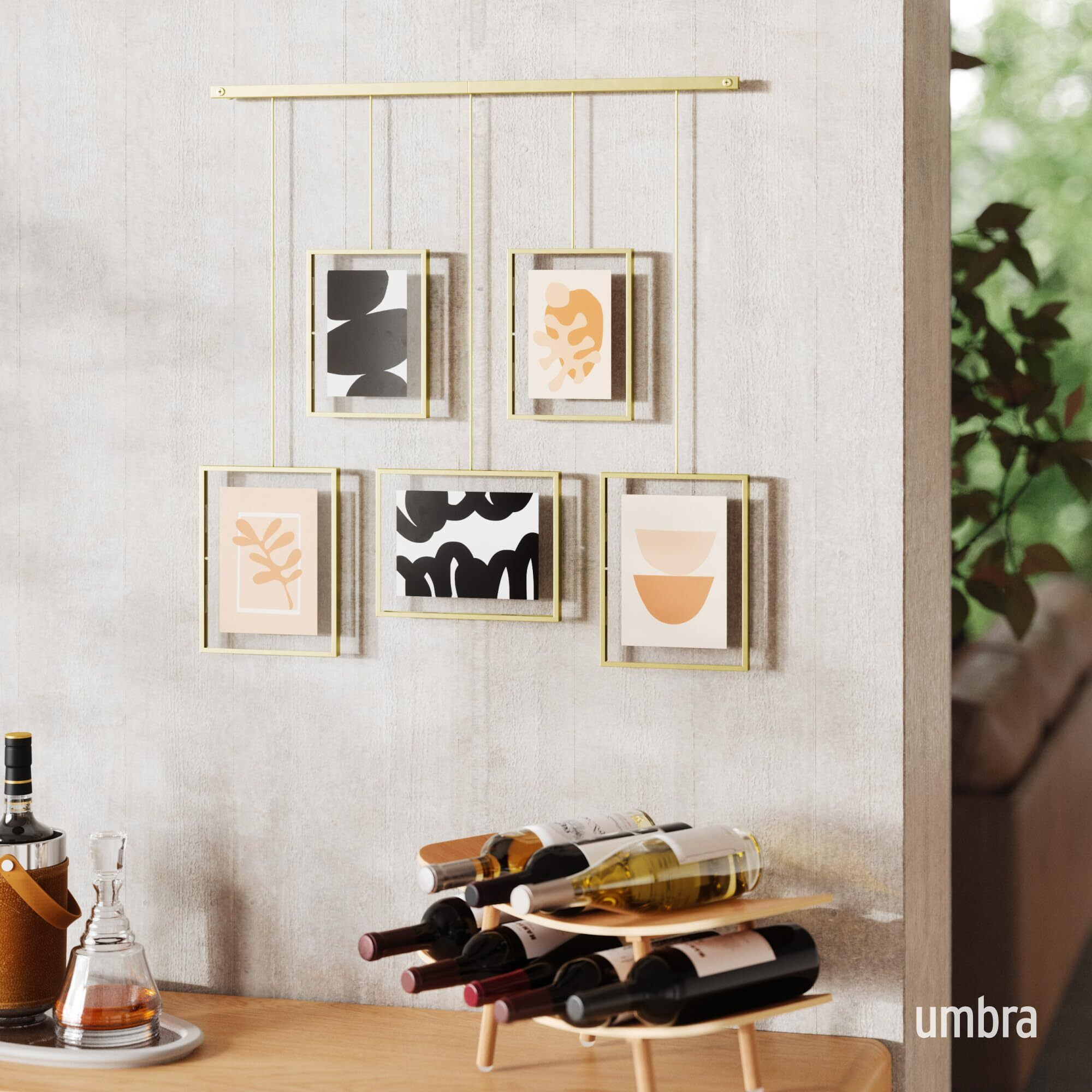 Umbra Exhibit Adjustable Photo Display - Diy Collage Set Mounts In Various Layouts Horizontally And At Different Angles - Holds 5 Picture Frames For Photos, Prints, Artwork And More, 4 By 6 Inch And 5