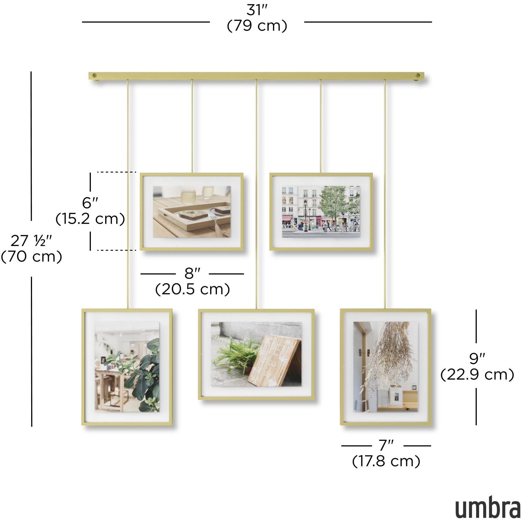 Umbra Exhibit Adjustable Photo Display - Diy Collage Set Mounts In Various Layouts Horizontally And At Different Angles - Holds 5 Picture Frames For Photos, Prints, Artwork And More, 4 By 6 Inch And 5