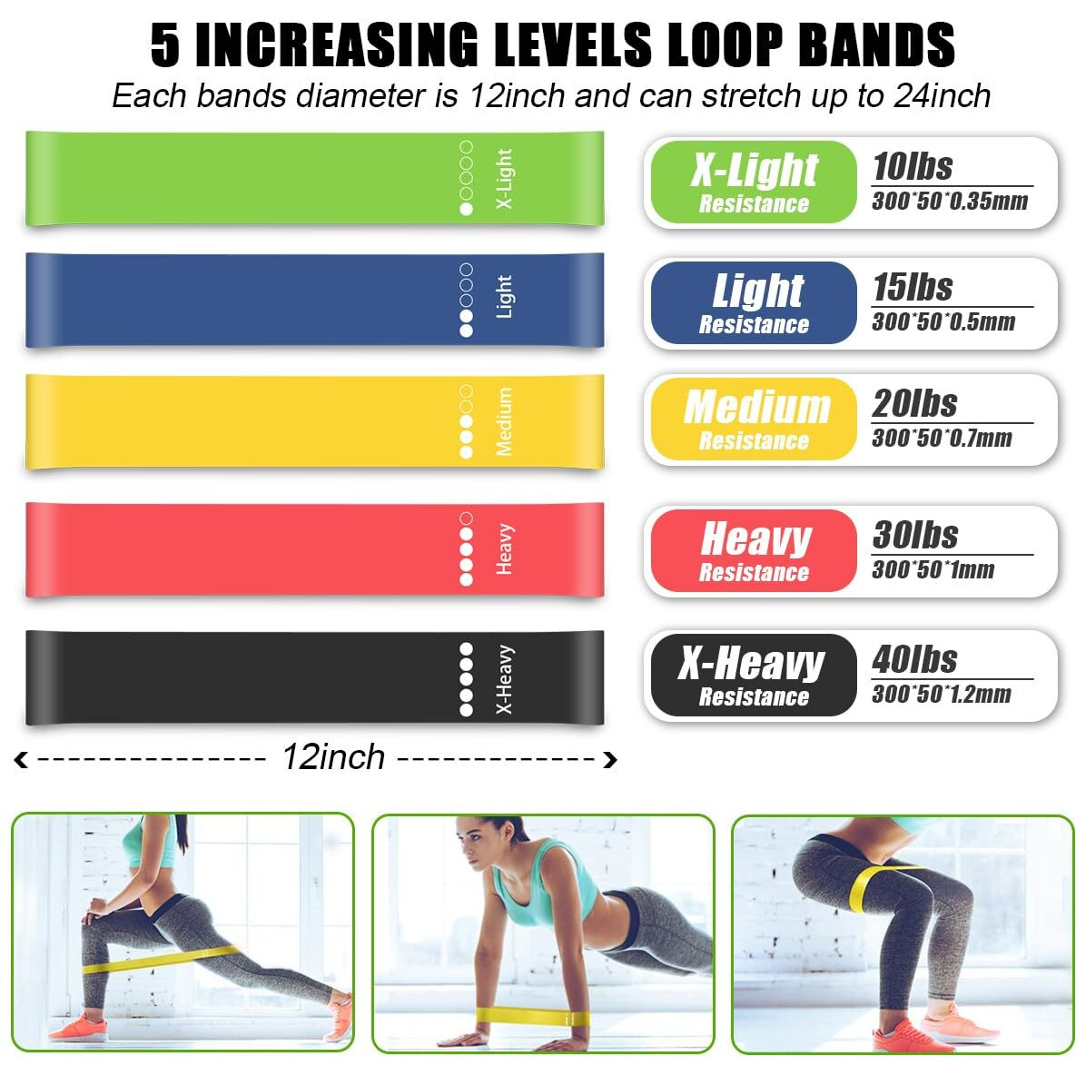 23 Pack Resistance Bands Set Workout Bands, 5 Stackable Exercise Bands 5 Loop Resistance Bands 2 Core Sliders, Door Anchor Handles Ankle Straps Carry Bag Instant Cooling Towel Wrist Wraps