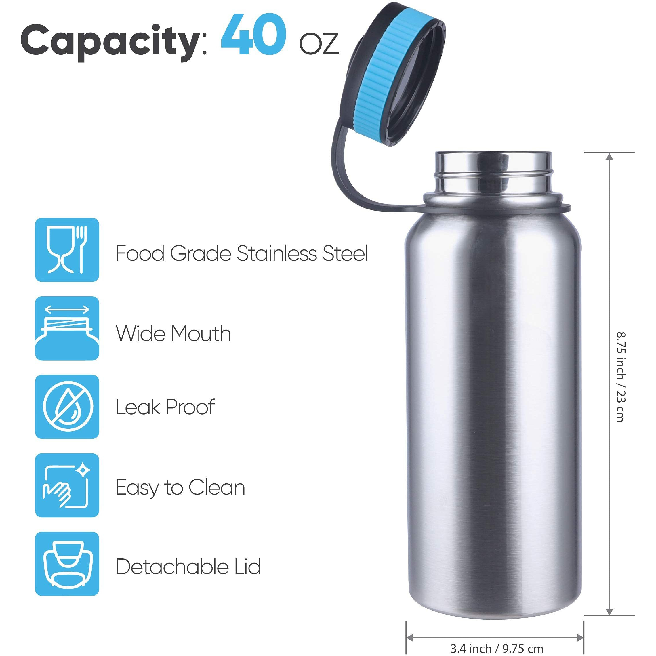 Gearland Canteen Stainless Steel Water Bottle With Nested Camping Cup And Lid For Bug Out Bag, Bushcraft Gear, Metal Canteen With A Wide Mouth Water Bottle And Mess Kit