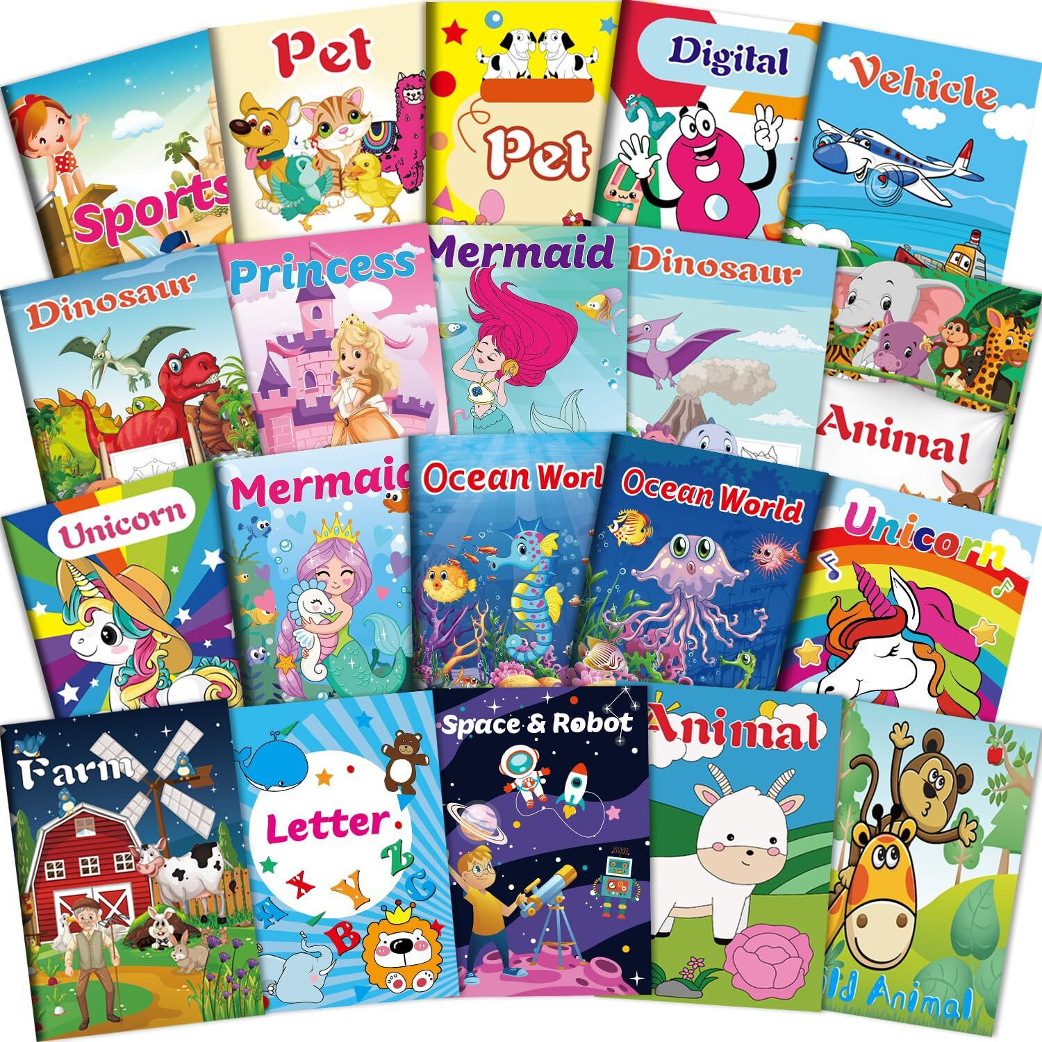 Kalysky 20Pack Coloring Books For Kids Ages 4-8 (5.1 X 7 Inch),Mini Coloring Books For Kids Party Favors,Bulk Coloring Books For Kids Ages 2-4