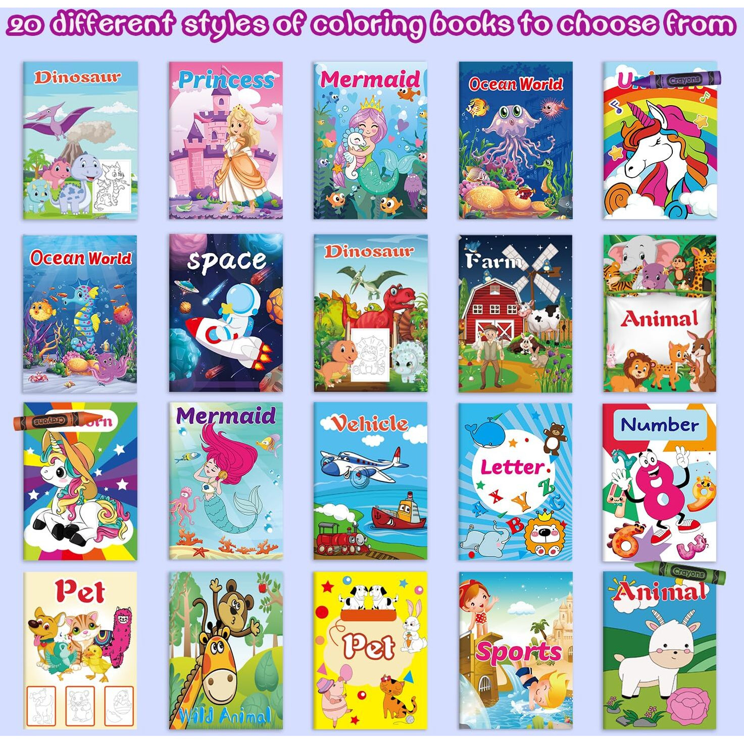 Kalysky 20Pack Coloring Books For Kids Ages 4-8 (5.1 X 7 Inch),Mini Coloring Books For Kids Party Favors,Bulk Coloring Books For Kids Ages 2-4
