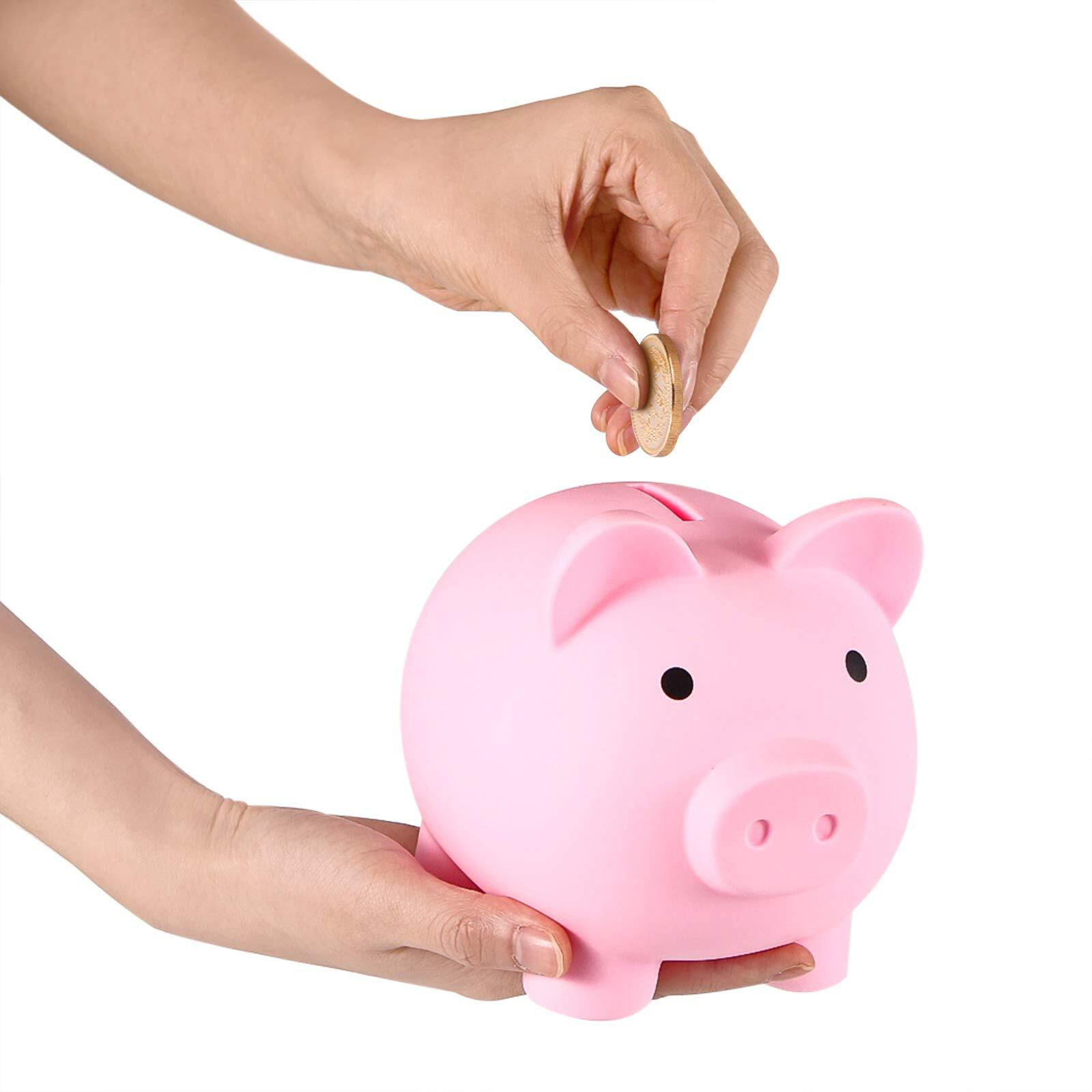 Pjdrllc Piggy Bank, Unbreakable Plastic Money Bank, Coin Bank For Girls And Boys, Medium Size Piggy Banks, Practical Gifts For Birthday, Easter, Christmas (Pink)