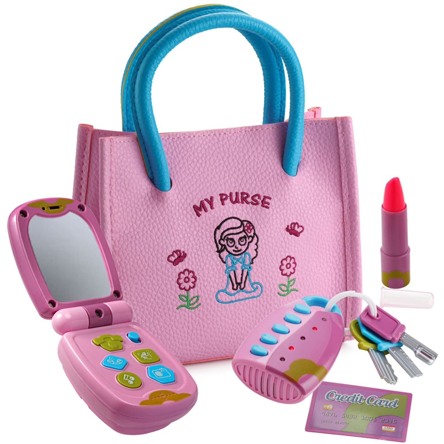 Dress-Up-America Toddler Purse - Pretend Play Purse For Kids - Little Girls Pretend Play Toys | Ages 1, 2, 3 Years Old - My First Purse For Birthdays | Gifts | Party | Christmas