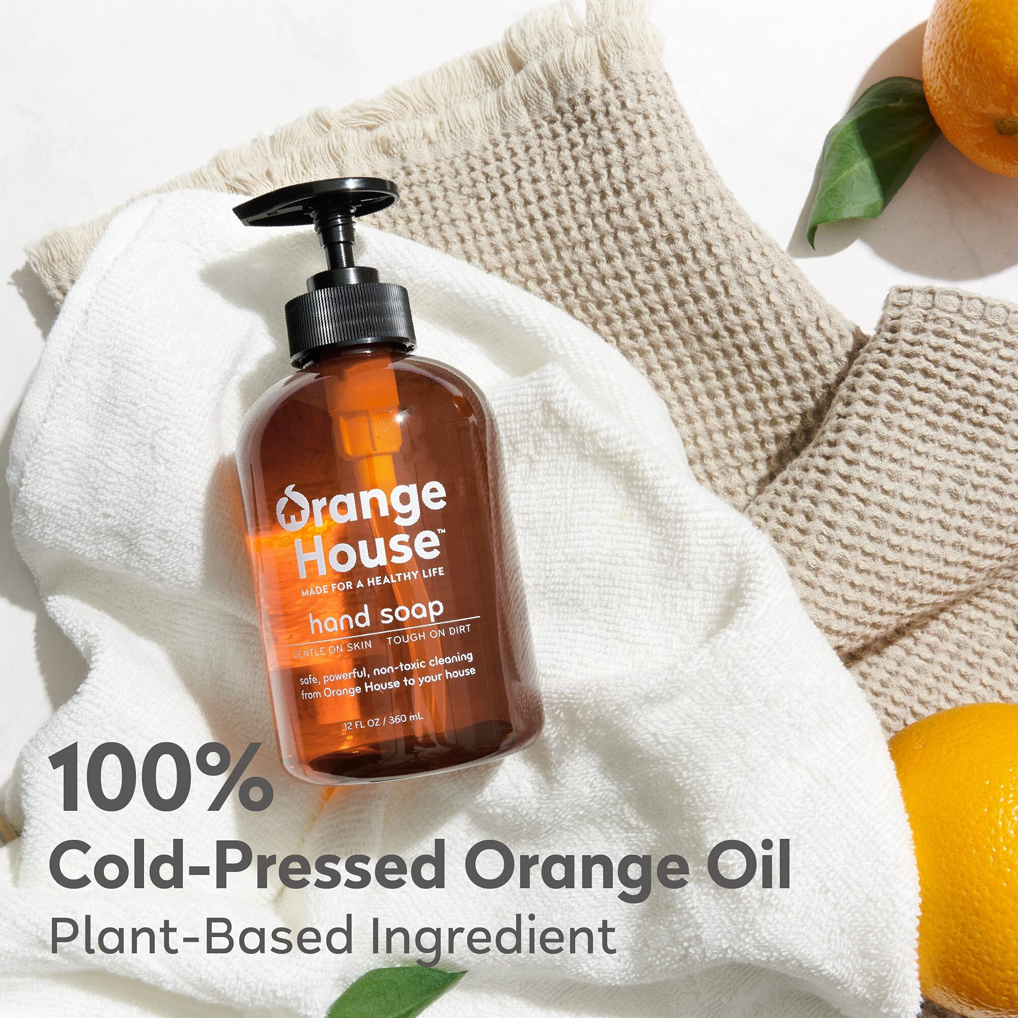 Orange House Natural Liquid Hand Soap With Food-Grade Orange Oil, Cruelty-Free, Soft And Moisturizing, 12 Fl Oz