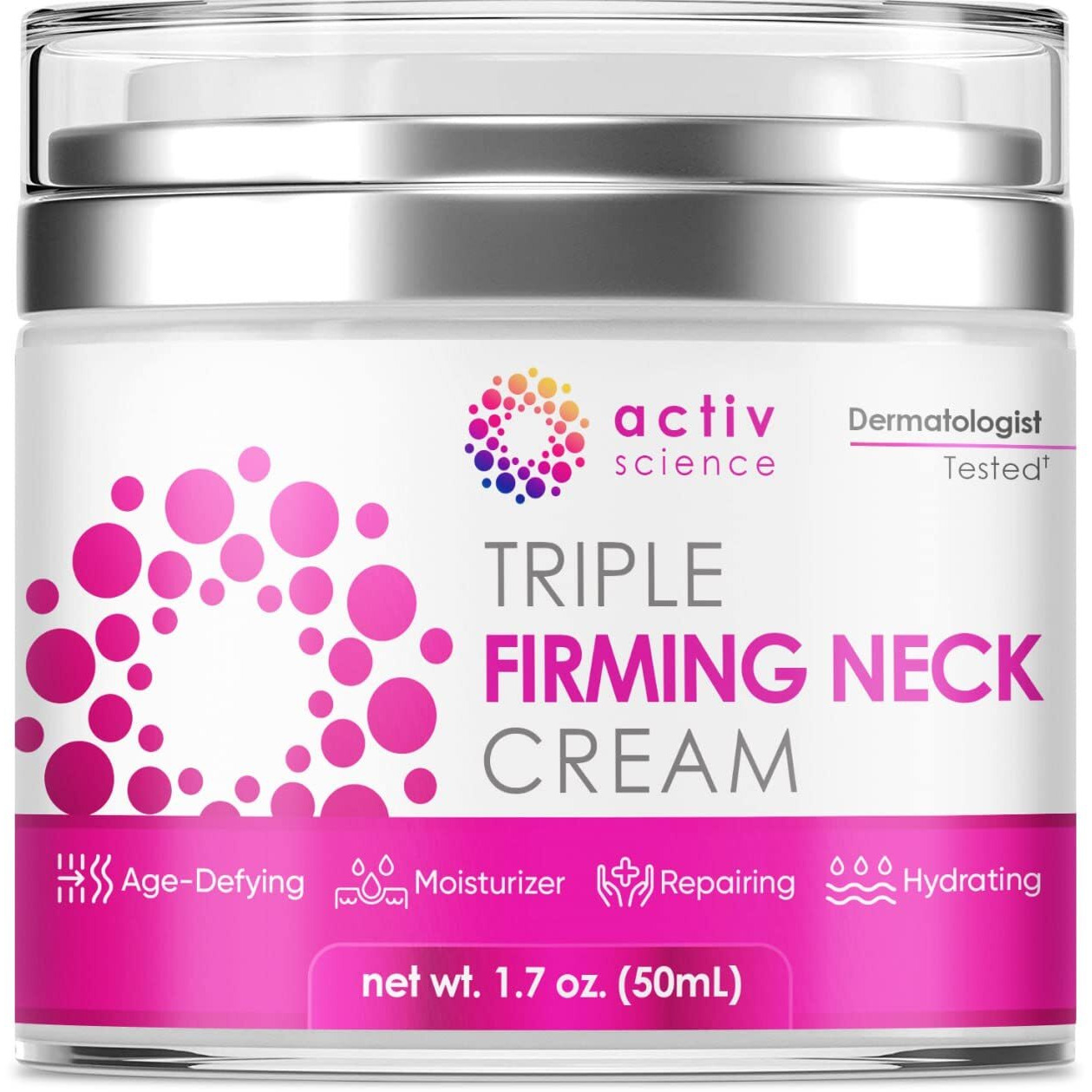 Activscience Neck Firming Cream - Natural Anti-Aging Facial Moisturizer With Retinol Collagen & Hyaluronic Acid - Day & Night Anti-Wrinkle Cream - Firming, Hydrating Face Cream