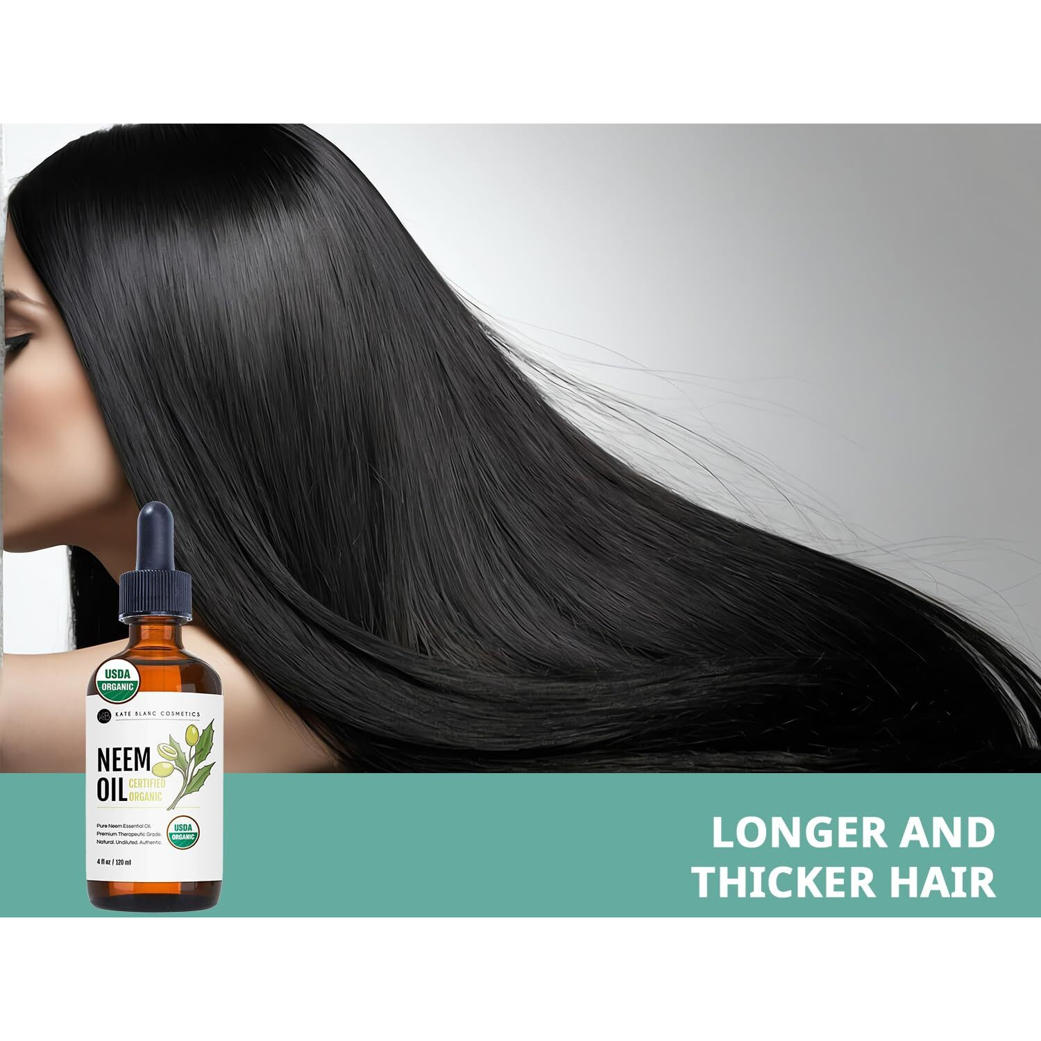 Kate Blanc Cosmetics Neem Oil For Skin, Hair & Face. Safe For Dog, Plants, Scalp & Hair Growth (4Oz, Organic, Cold Pressed, Concentrate)
