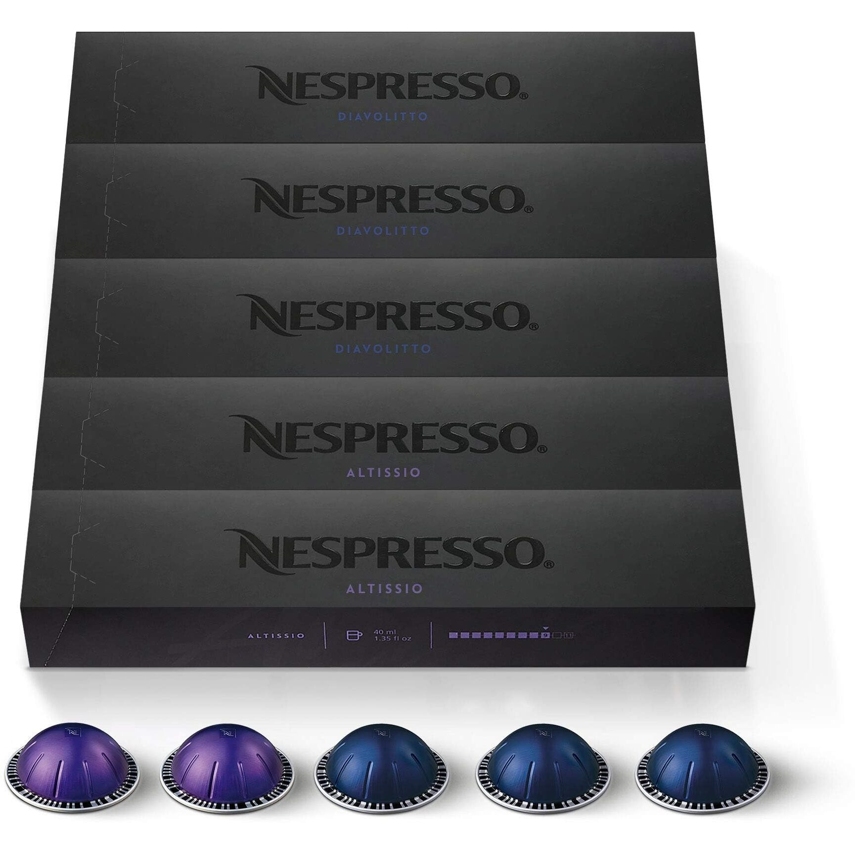 Nespresso Capsules Vertuo, Espresso Variety Pack, Medium And Dark Roast Espresso, 50-Count Espresso Pods, Brews 1.35Oz.