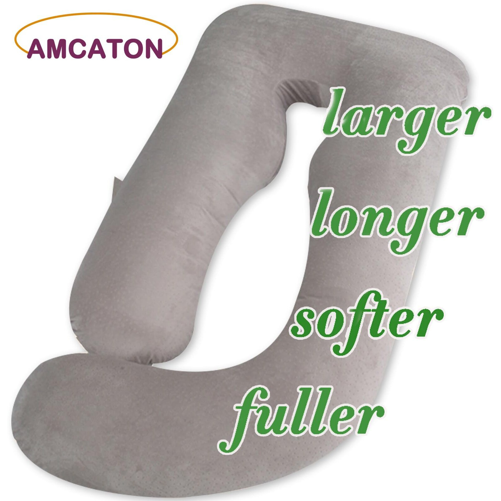 Amcaton 60 Inch Pregnancy Pillows For Sleeping, Extra Large U Shaped Body Pillow, Pregnancy Pillow, Maternity Pillow For Pregnant Women With Velour Cover (Grey)