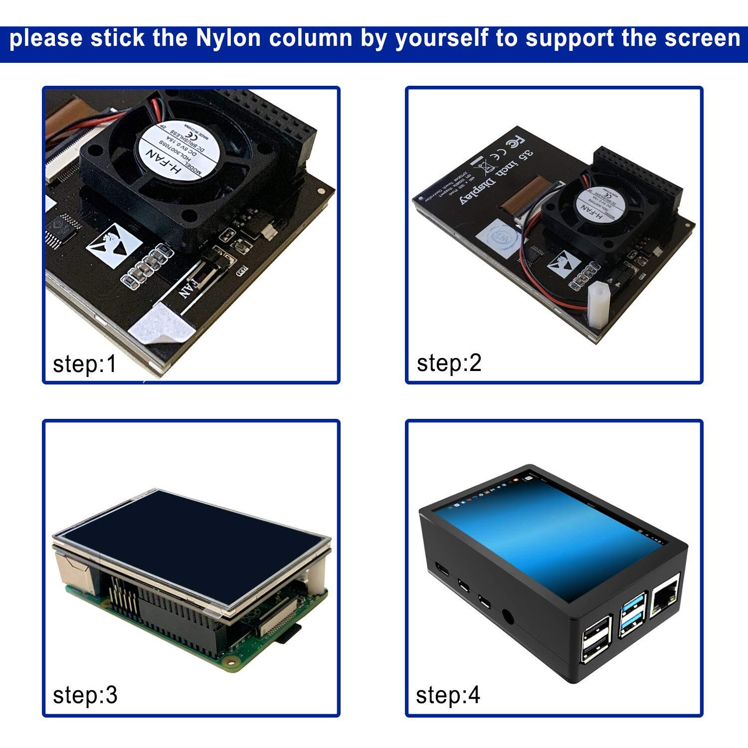 Jun-Electron For Raspberry Pi 4 Touch Screen With Case, 3.5 Inch Touchscreen With Fan, 320X480 Monitor Tft Lcd Game Display