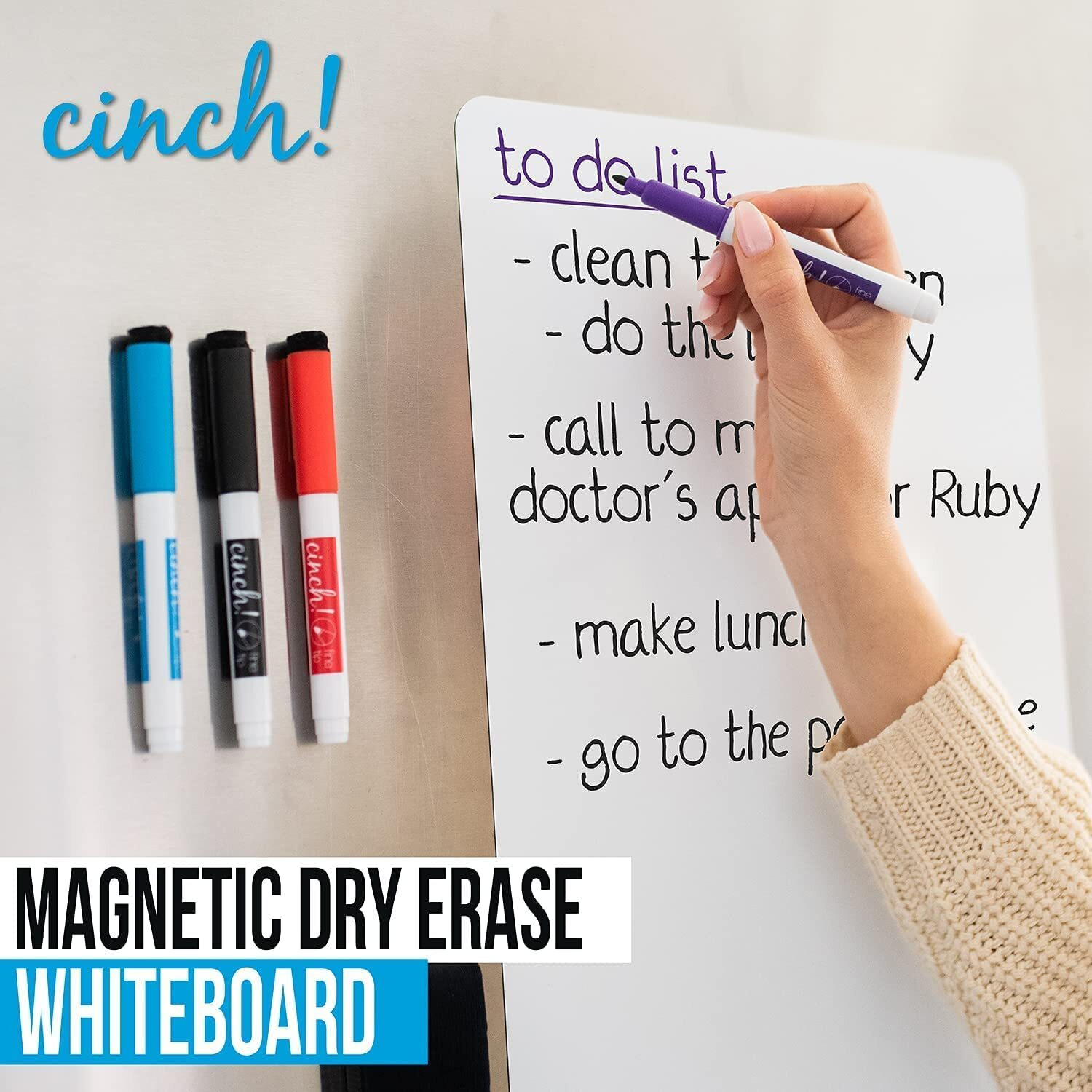 20X13 Stain-Resistant Magnetic Whiteboard For Fridge - Includes 4 Markers And Big Eraser With Magnets - Magnetic Dry Erase Board - Refrigerator White Board Organizer And Planner - Magnetic White Board