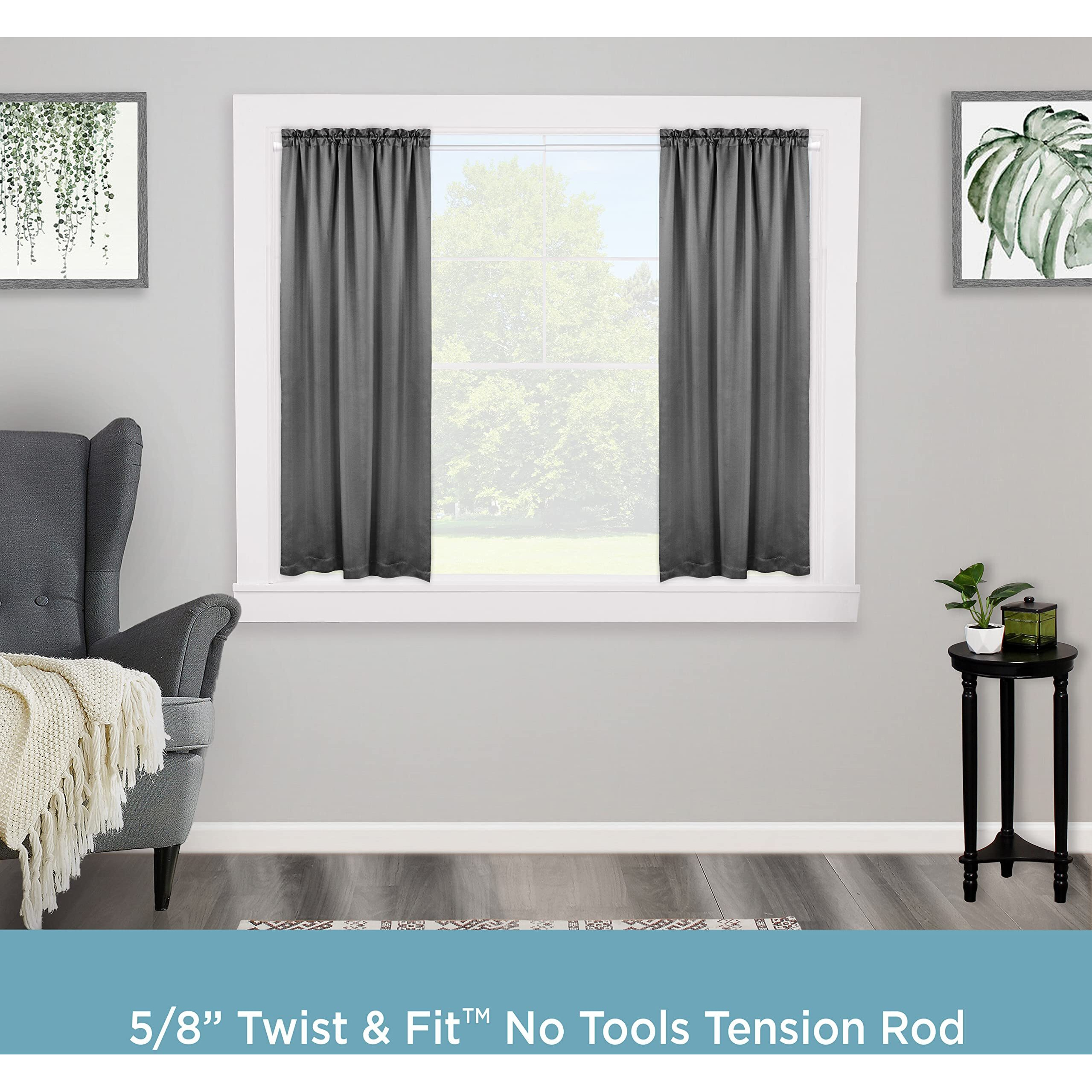 Kenney Rogers Twist & Fit No Tools Tension Curtain Rod, Tension Rods For Windows 48 To 84 Inches, White Extendable Curtain Rod, Curtain Rod No Drilling, Easy Install Curtain Rod
