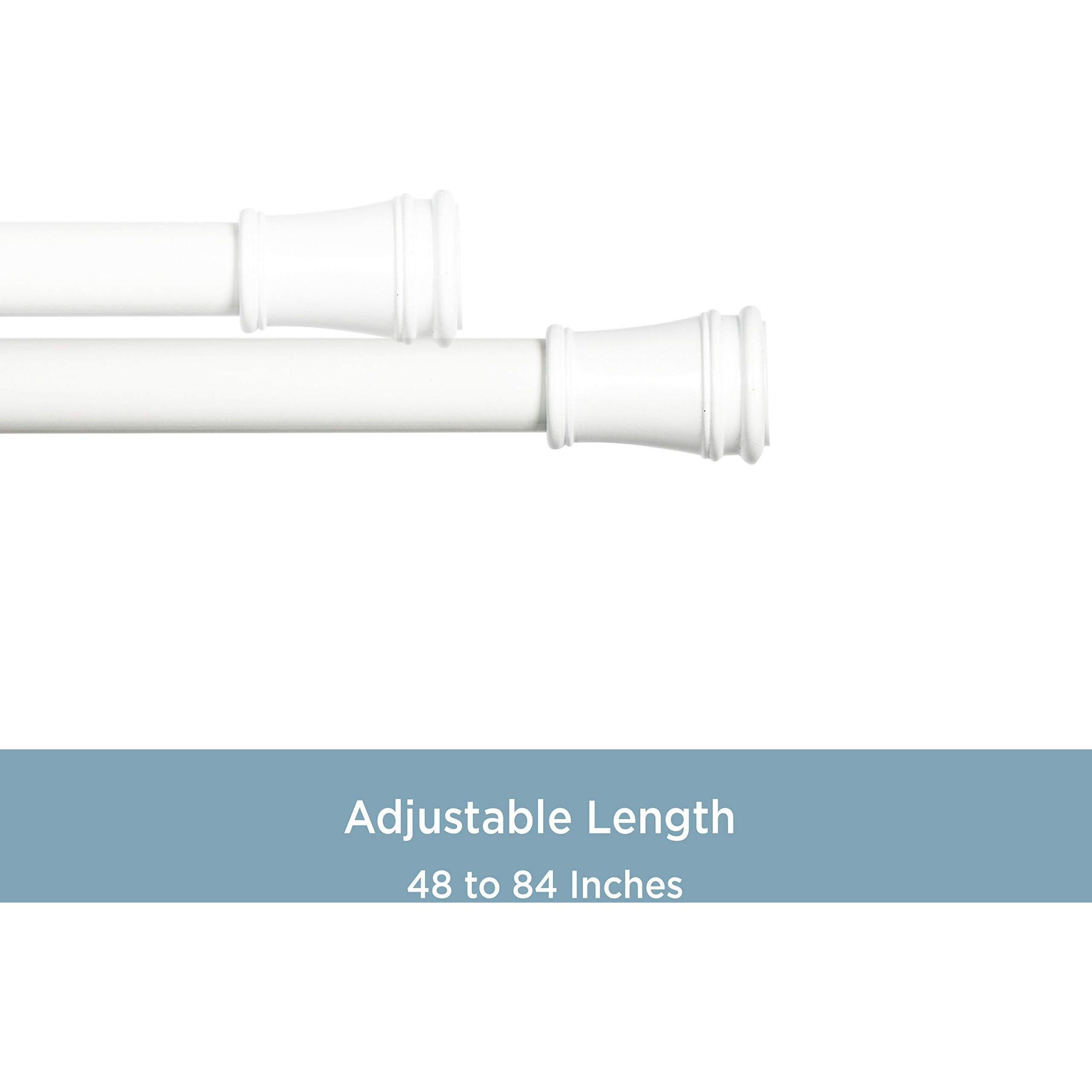 Kenney Rogers Twist & Fit No Tools Tension Curtain Rod, Tension Rods For Windows 48 To 84 Inches, White Extendable Curtain Rod, Curtain Rod No Drilling, Easy Install Curtain Rod