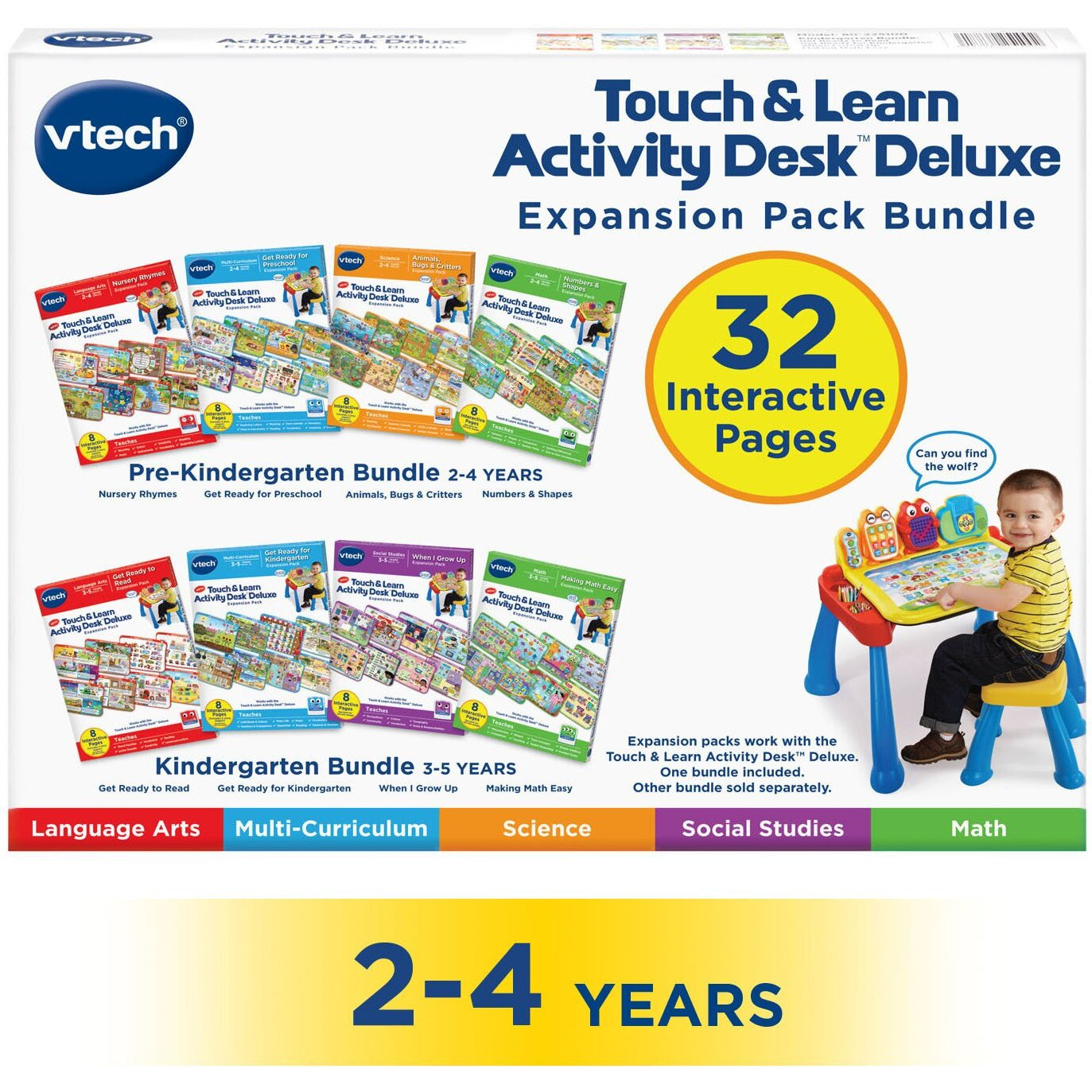 Vtech Activity Desk 4-In-1 Pre-Kindergarten Expansion Pack Bundle For Age 2-4
