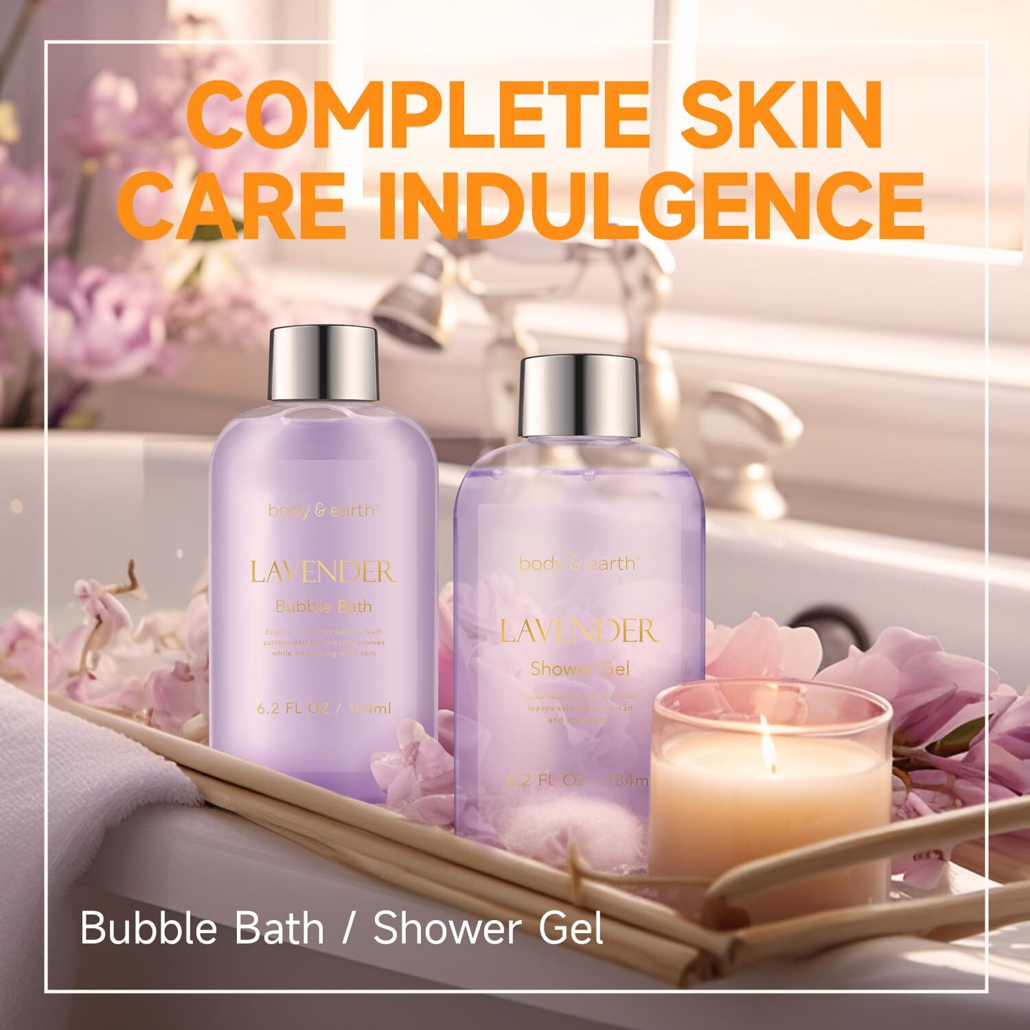 Spa Gifts For Women, Lavender Gift Set, Body & Earth 6 Pcs Bath Gift Sets, Self Care Gifts, Birthday Gifts For Women, Relaxing Spa Set,Christmas Gifts
