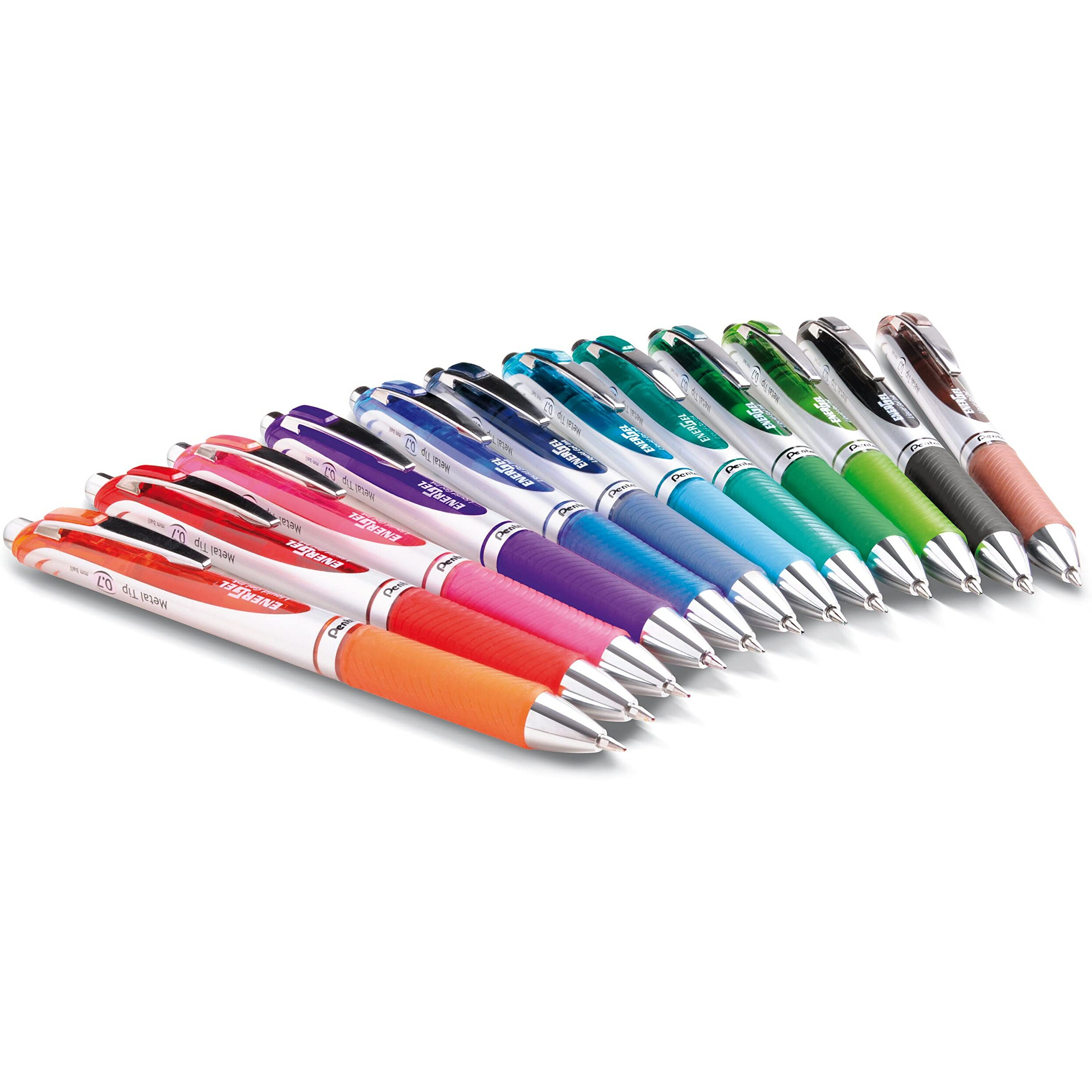 Pentel Energel Rtx Retractable Liquid Gel Pens, Medium Point, 0.7 Mm, Assorted Colors, Pack Of 12 Pens