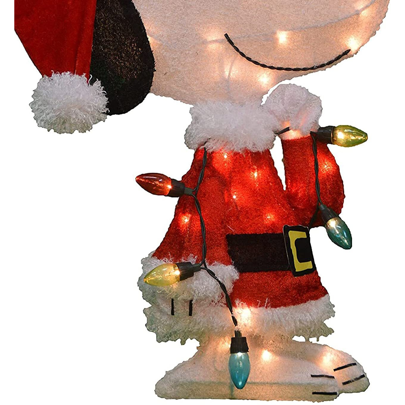 Productworks Peanuts Pre Lit 24 Inch Snoopy Santa Claus 3D Outdoor Indoor Christmas Lawn Yard Ornament Home Decoration With 35 Clear Lights And Stand