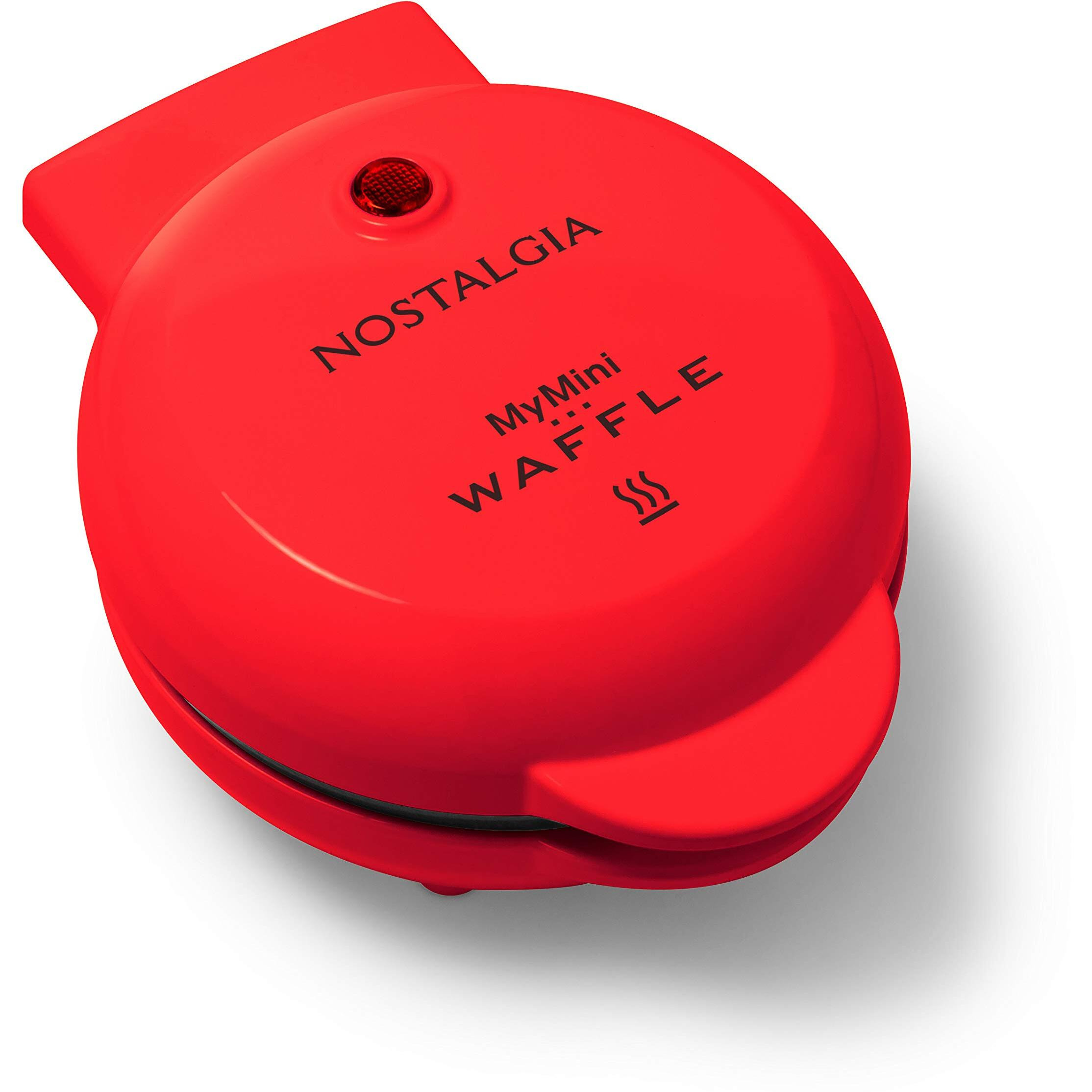 Nostalgia Mwf5Aq Mymini Personal Electric Waffle Maker, Hash Browns, French Toast Grilled Cheese, Quesadilla, Brownies, Cookies, Red