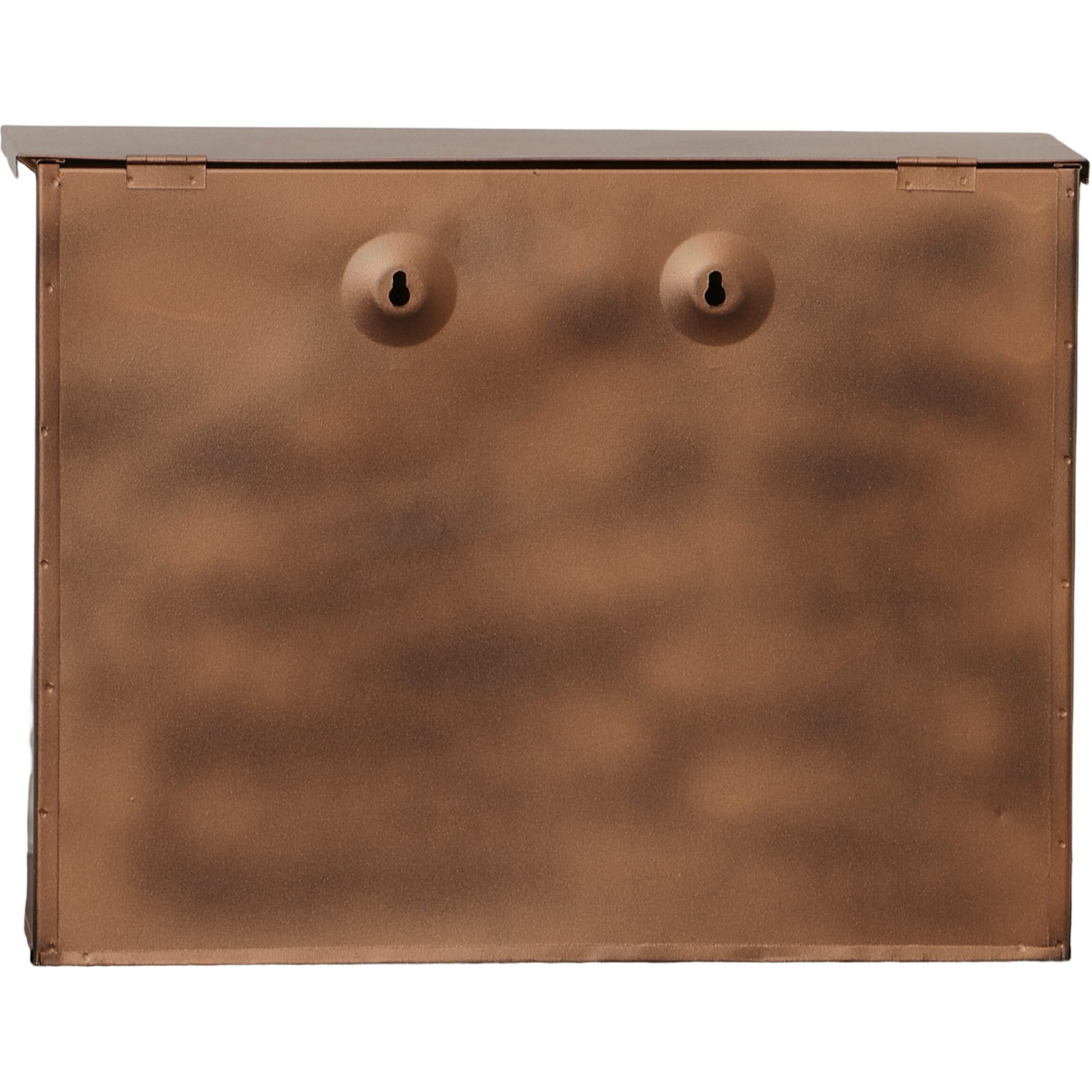 Benjara Bm15926 Spacious Envelope Shaped Wall Mount Iron Mail Box, Copper Finish