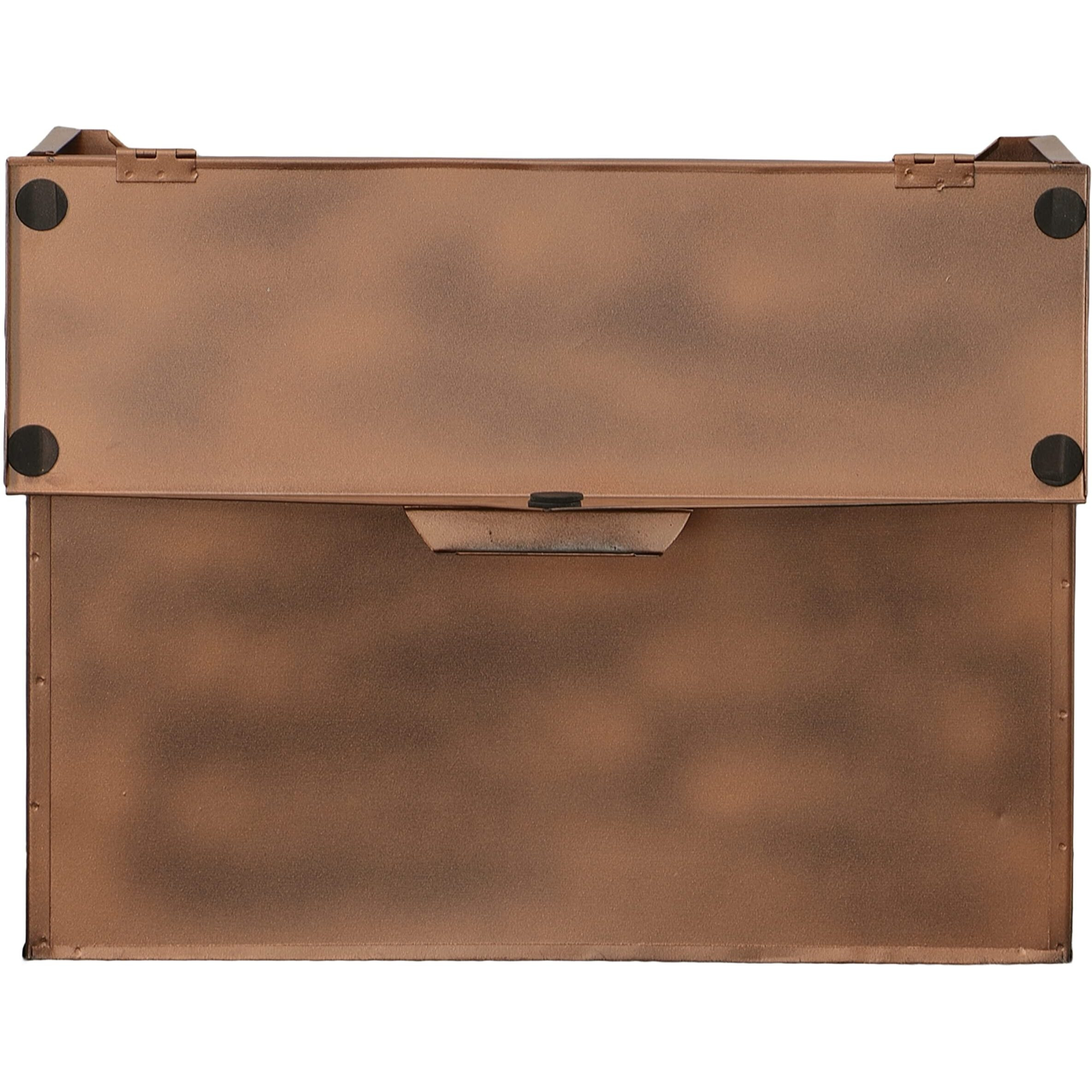 Benjara Bm15926 Spacious Envelope Shaped Wall Mount Iron Mail Box, Copper Finish