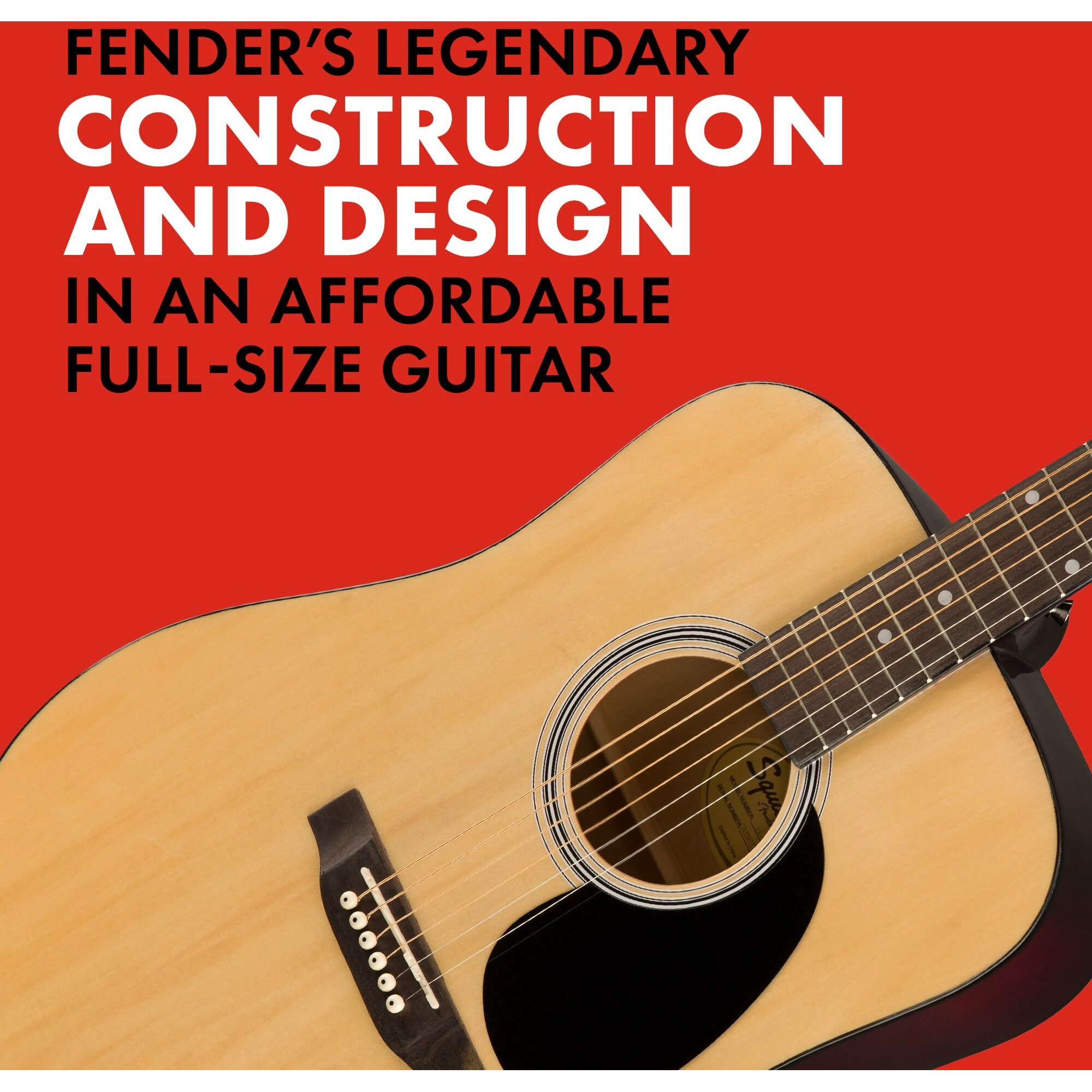 Squier By Fender Acoustic Guitar, With 2-Year Warranty, Dreadnought With Maple Fingerboard, Glossed Natural Finish, Mahogany Back And Side, Mahogany Neck, Sa-150 Model