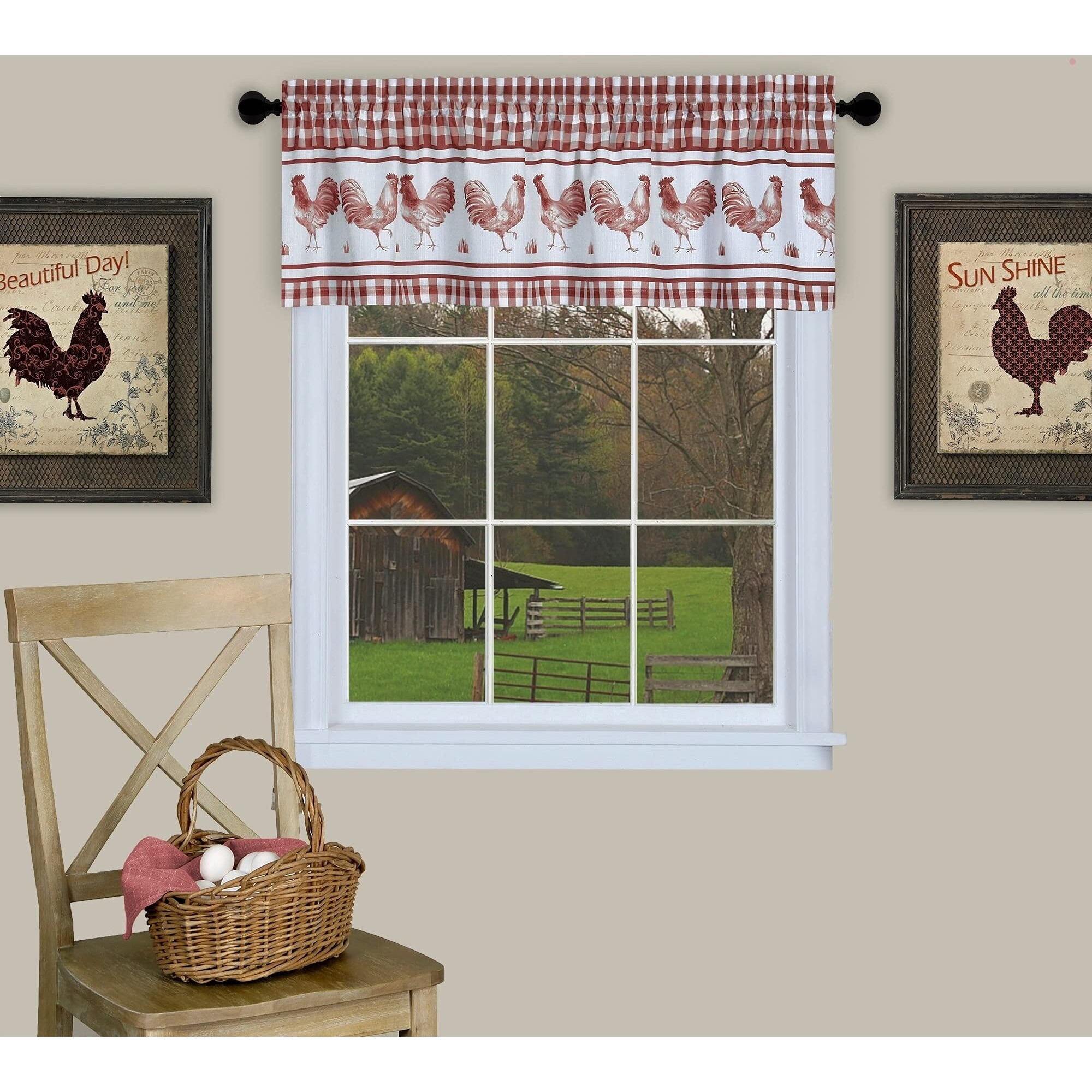 Achim Home Furnishings Barnyard Valance 58 X 14 - Burgundy
