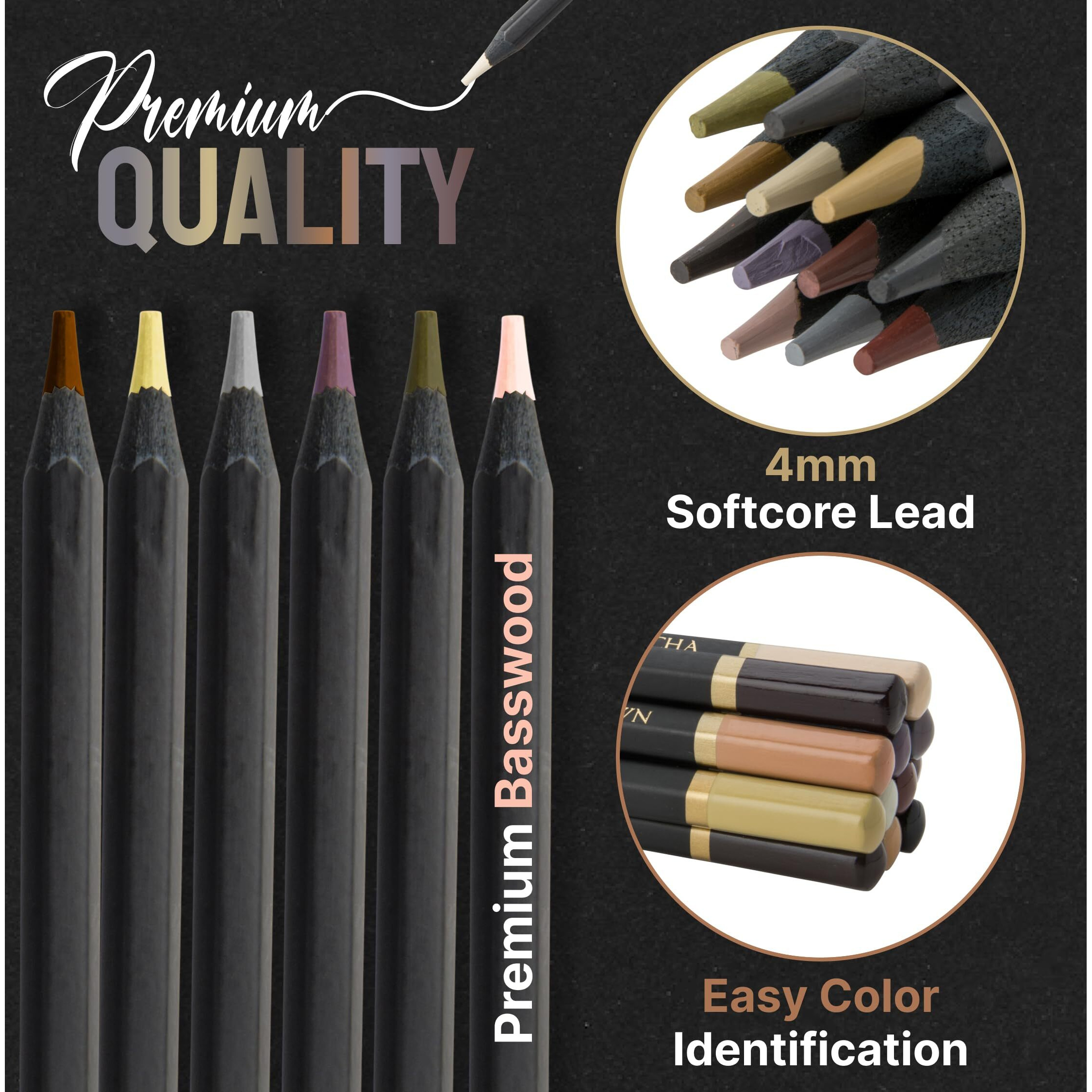 Black Widow Skin Tone Colored Pencils For Adult Coloring, 12 Color Pencils For Portraits And Skintone Artists, A Complete Color Range Of Soft Core Colored Pencils, Now With Light Fast Ratings.
