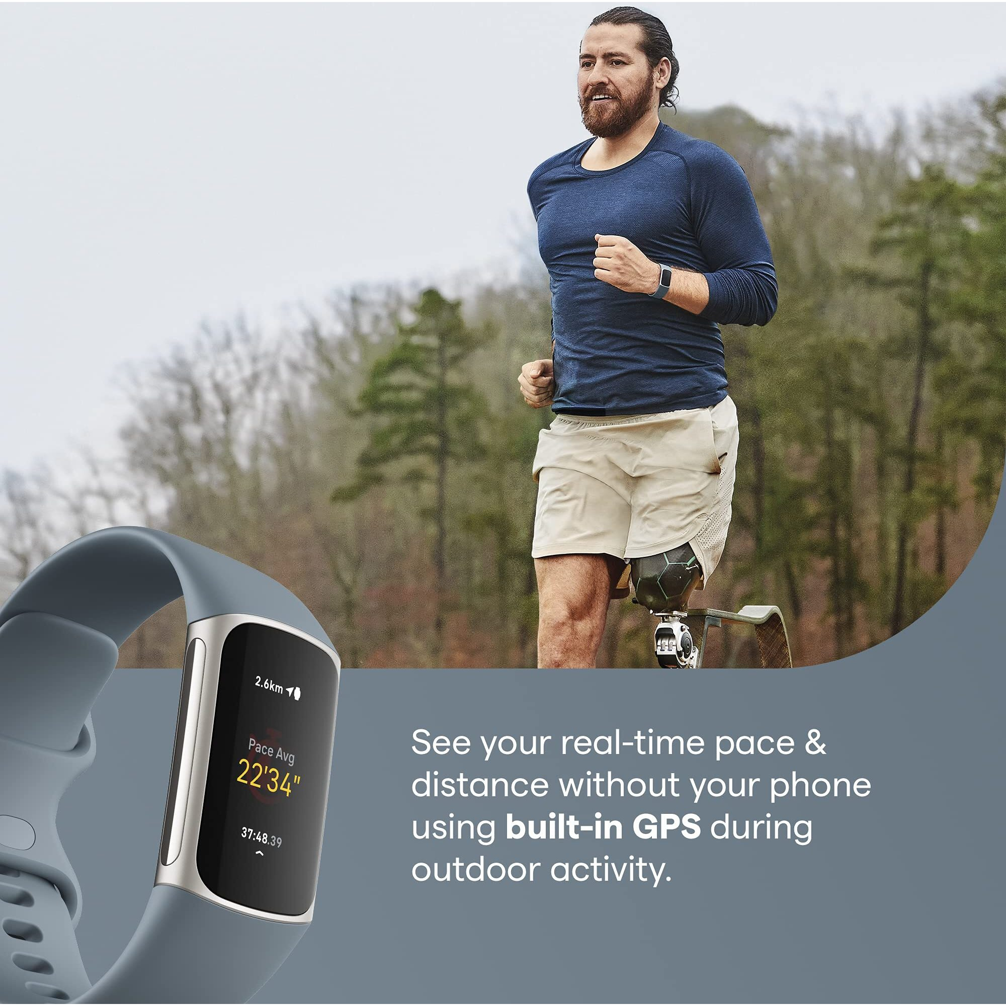 Fitbit Charge 5 Advanced Health & Fitness Tracker With Built-In Gps, Stress Management Tools, Sleep Tracking, 24/7 Heart Rate & More, Mineral Blue, One Size S & L Bands Included, Steel Blue/Platinum