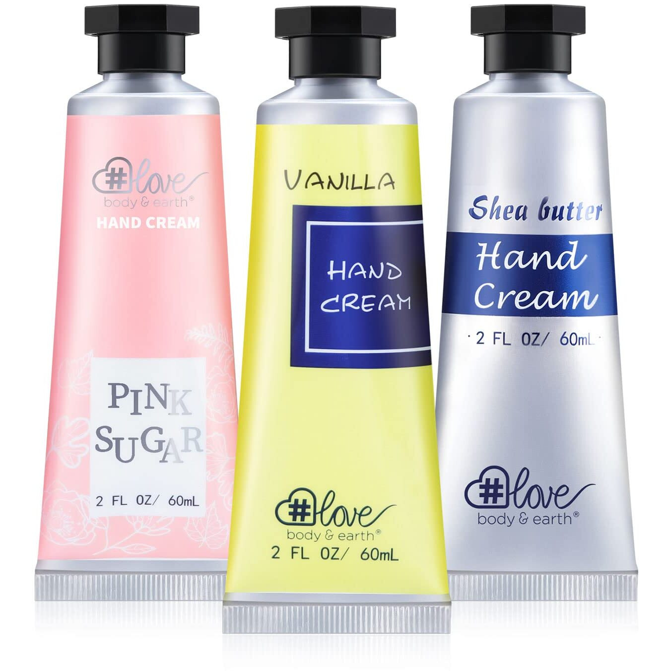 Body & Earth  Love Nourishing Hand Cream Gift Set, 3X2.0 Oz, Shea Butter, Argan Oil, Vitamin E, Moisturizing, Fresh Fragrances, For All Skin Types, Perfect For Travel