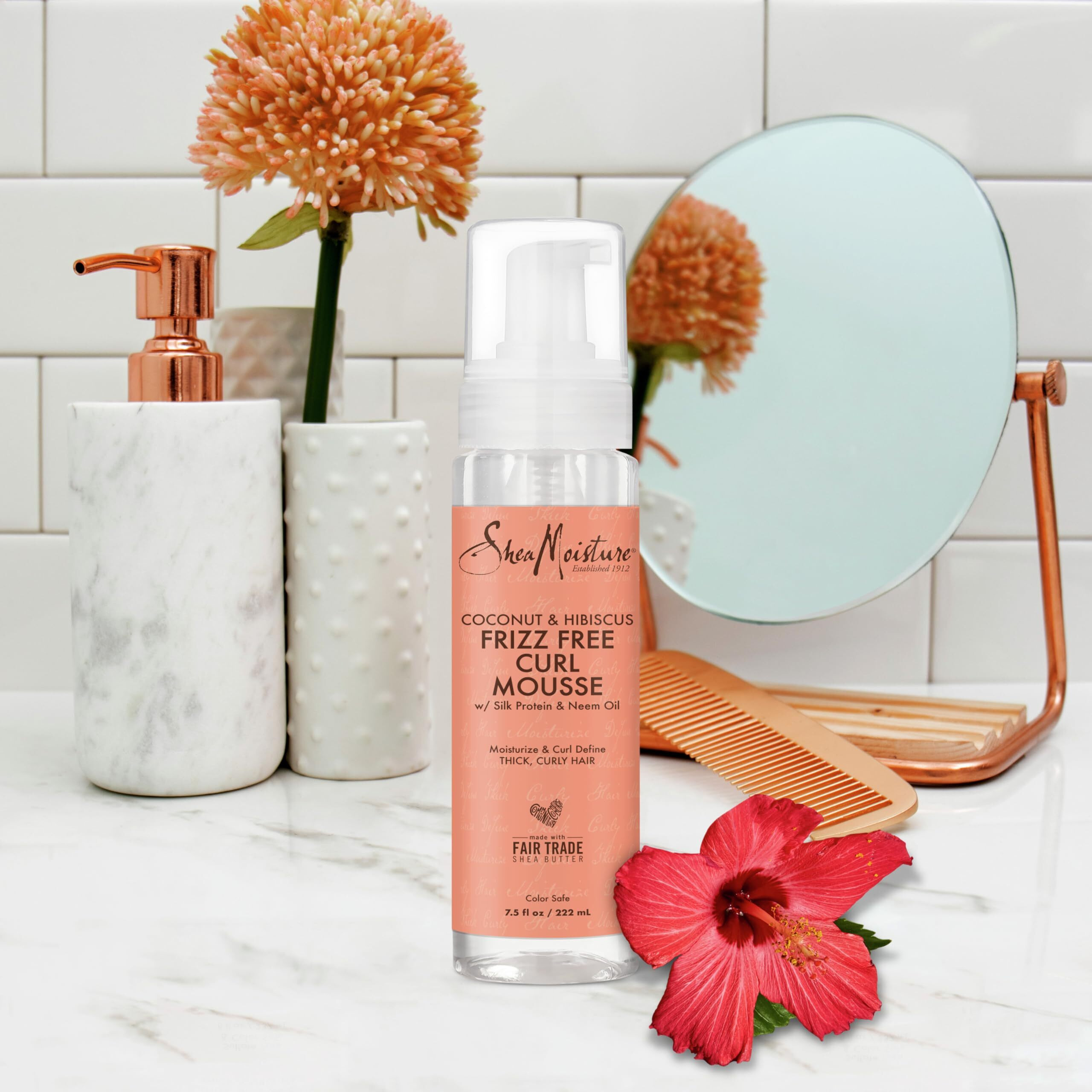 Sheamoisture Curl Mousse Coconut And Hibiscus For Frizz Control Styling Mousse With Shea Butter 7.5 Oz