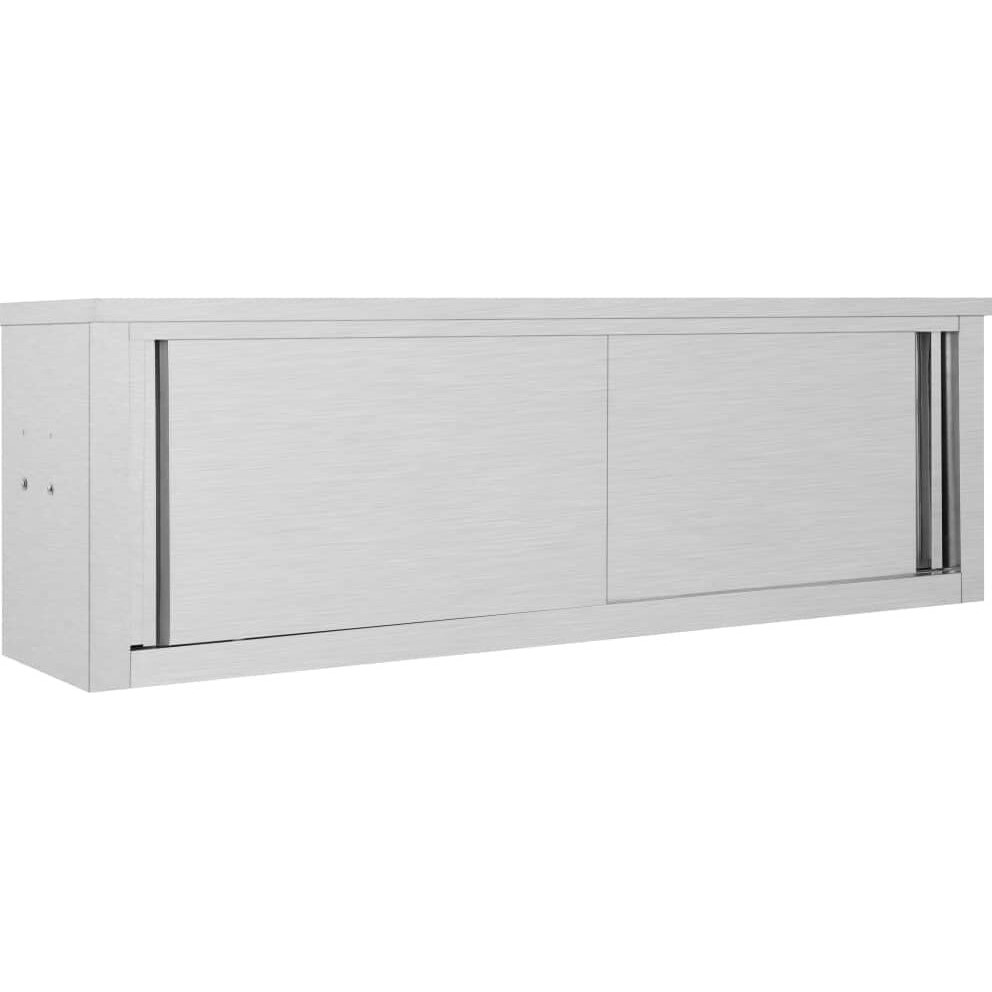 Vidaxl Kitchen Cabinet With Sliding Doors Storage Cabinet Restaurant Hotel Canteen 150 X 40 X 50 Cm Stainless Steel
