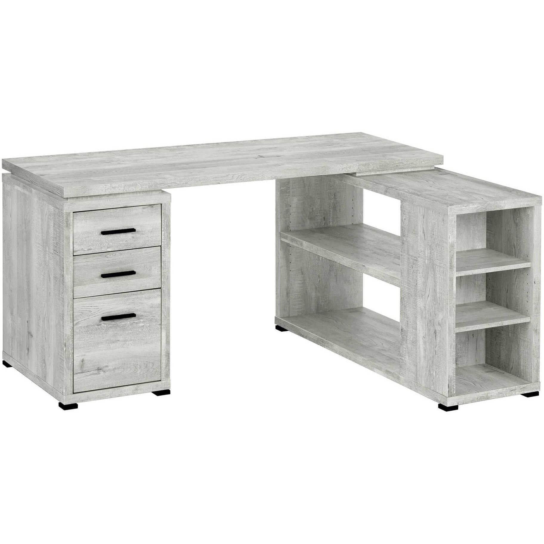 Monarch Specialties Computer Desk L-Shaped Corner Desk With Storage - Left Or Right Facing - 60"&quotL (Grey Reclaimed Wood Look)
