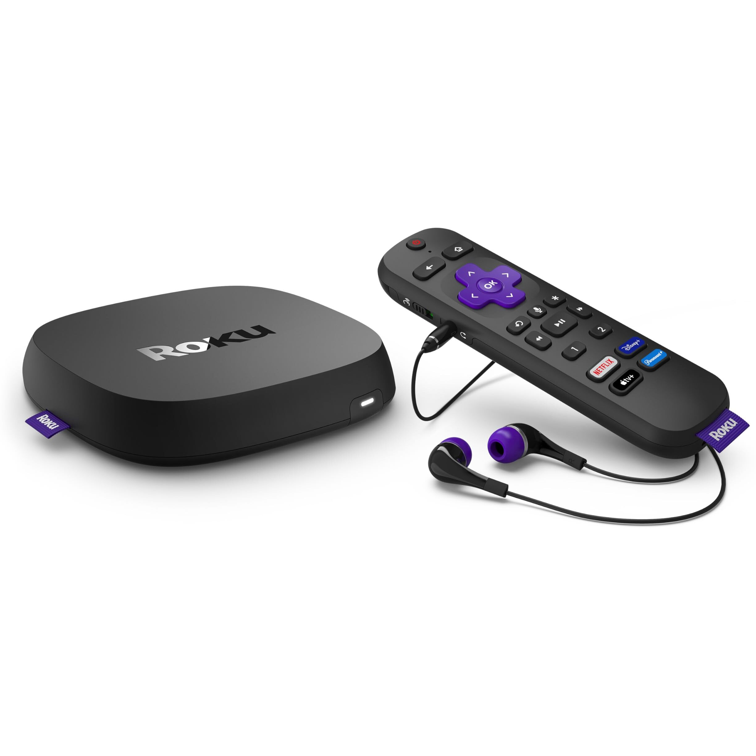 Roku Ultra | The Ultimate Streaming Device 4K/Hdr/Dolby Vision/Atmos, Rechargeable Roku Voice Remote Pro, Ethernet Port, Hands-Free Controls, Lost Remote Finder, Free & Live Tv