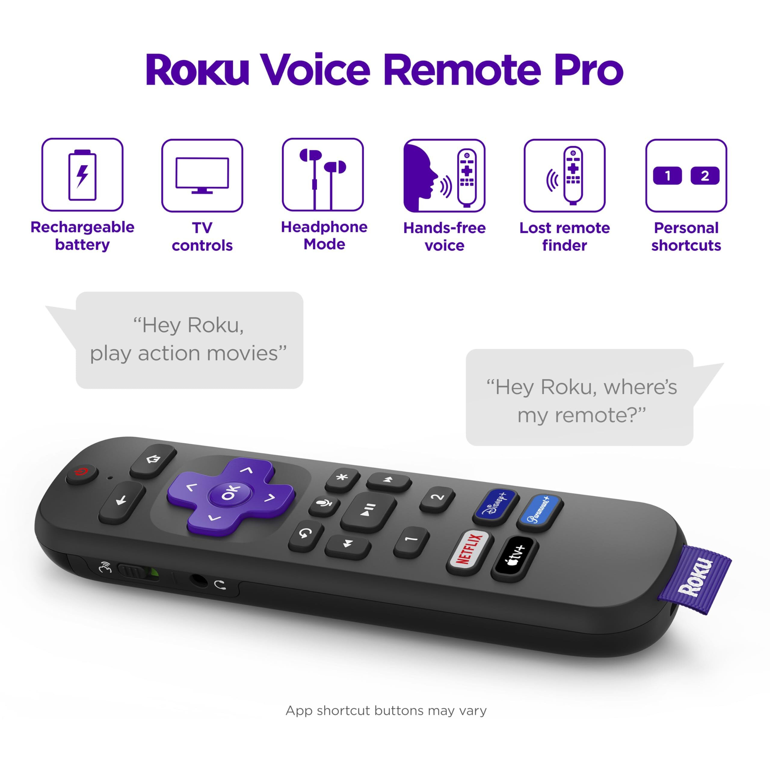 Roku Ultra | The Ultimate Streaming Device 4K/Hdr/Dolby Vision/Atmos, Rechargeable Roku Voice Remote Pro, Ethernet Port, Hands-Free Controls, Lost Remote Finder, Free & Live Tv