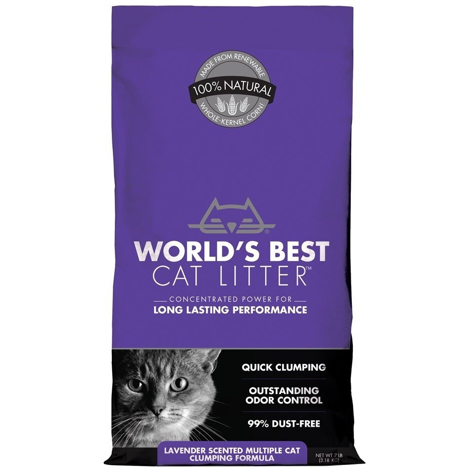 World's Best Cat Litter Cat Lavender Scented Multiple Cat Clumping Formula, 7-Pound Bag