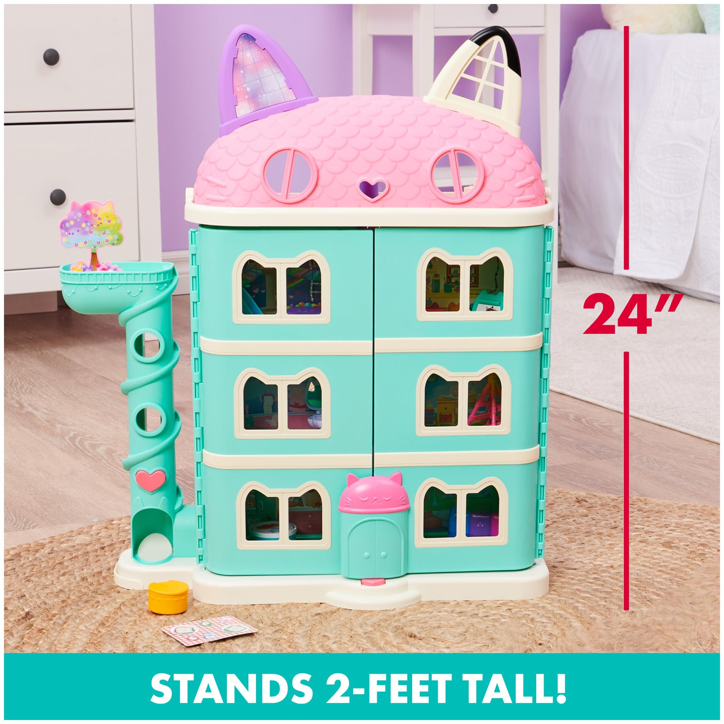 Gabbys Dollhouse, Purrfect Dollhouse With 15 Pieces Including Toy Figures, Furniture, Accessories And Sounds, Kids Toys For Ages 3 And Up
