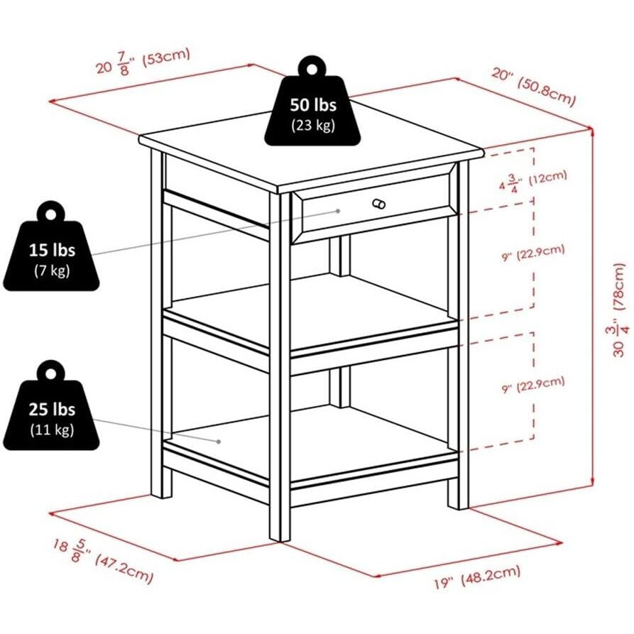 Winsome Delta Printer Stand White Home Office 20.87X20.24X30.71
