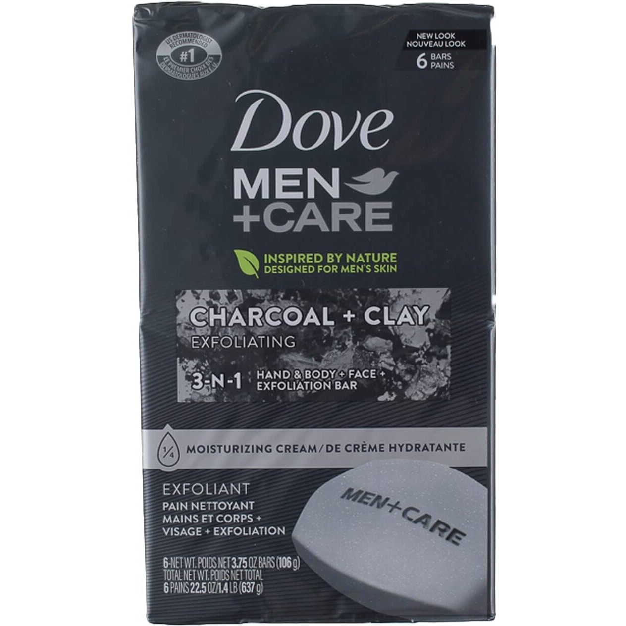 Dove Men+Care Elements Body And Face Bar Charcoal + Clay 4 Oz 6 Bars