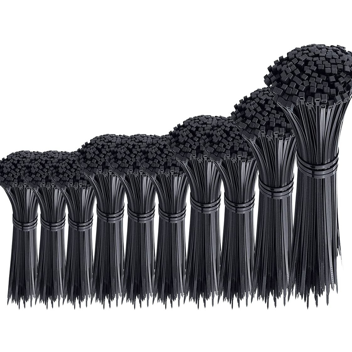 Oksdown 1000 Pcs Black Cable Zip Ties Assorted Sizes 4/6/8/10/12 Inch Heavy Duty Plastic Tie Wraps Mixed Pack Self Locking Nylon Wire Ties