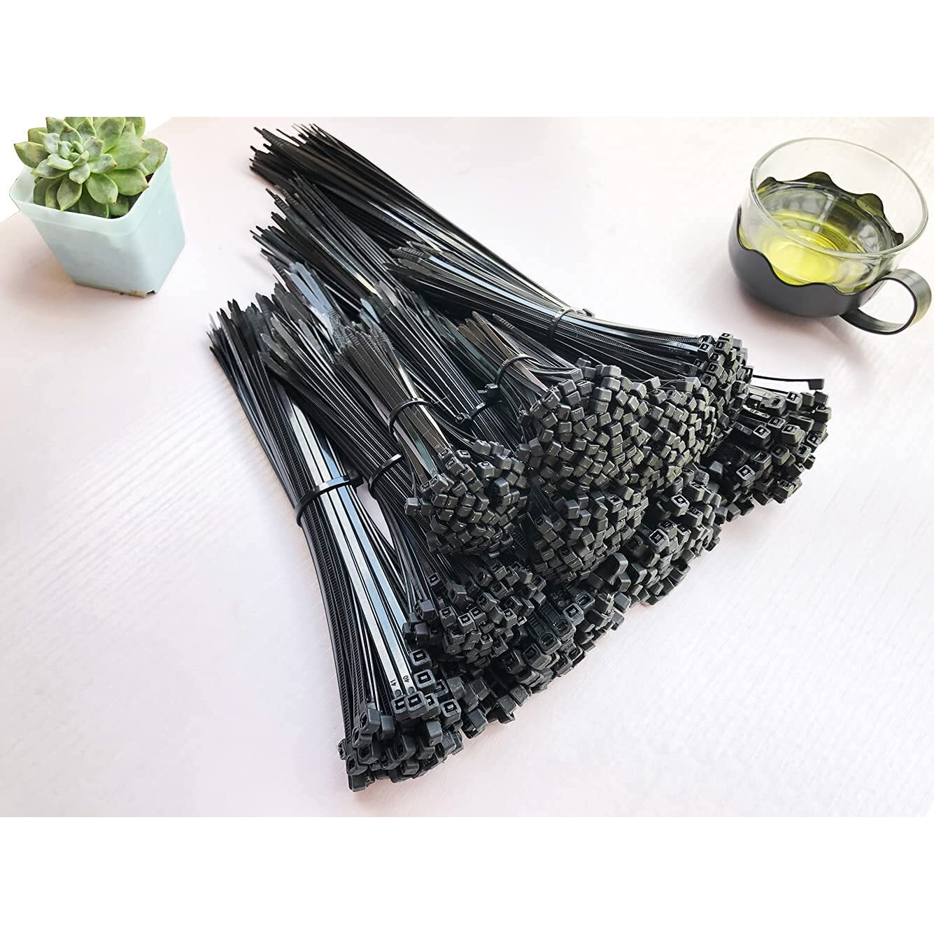 Oksdown 1000 Pcs Black Cable Zip Ties Assorted Sizes 4/6/8/10/12 Inch Heavy Duty Plastic Tie Wraps Mixed Pack Self Locking Nylon Wire Ties